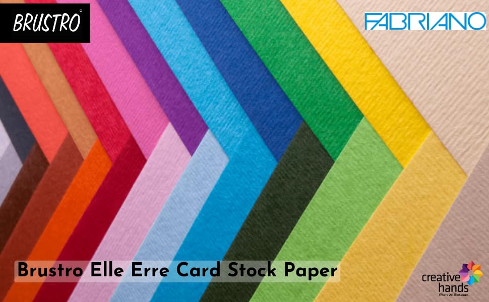 Fabriano Elle Erre Coloured Card Stock Craft Paper A4 Size 220 GSM Mixed Bright Colours 24 Sheets Pack(12cols X 2Sheets)