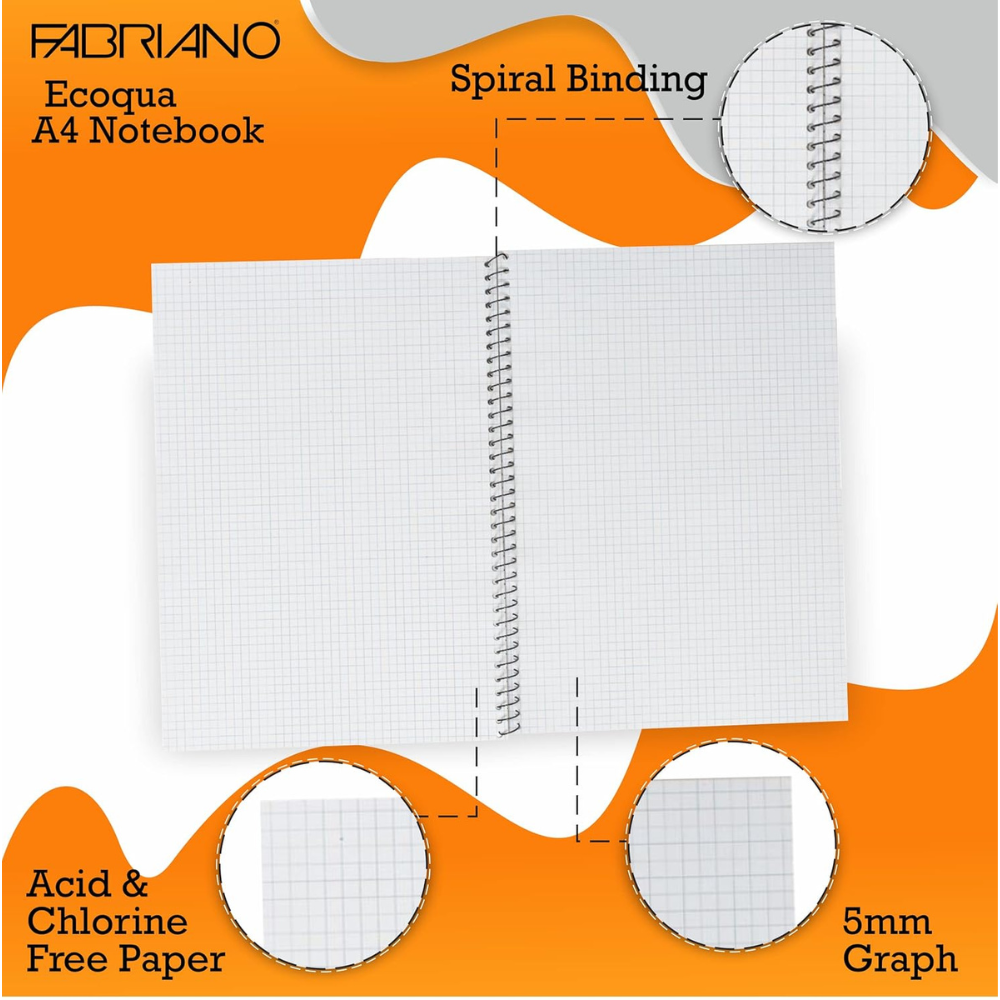 Fabriano Ecoqua A4 Spiral Bound Graph 5MM Notebook