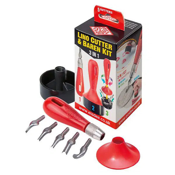 Essdee Lino Cutting 3 in 1 Baren Kit | Ideal for handmade prints, greeting cards, stamps, artwork and craft projects.