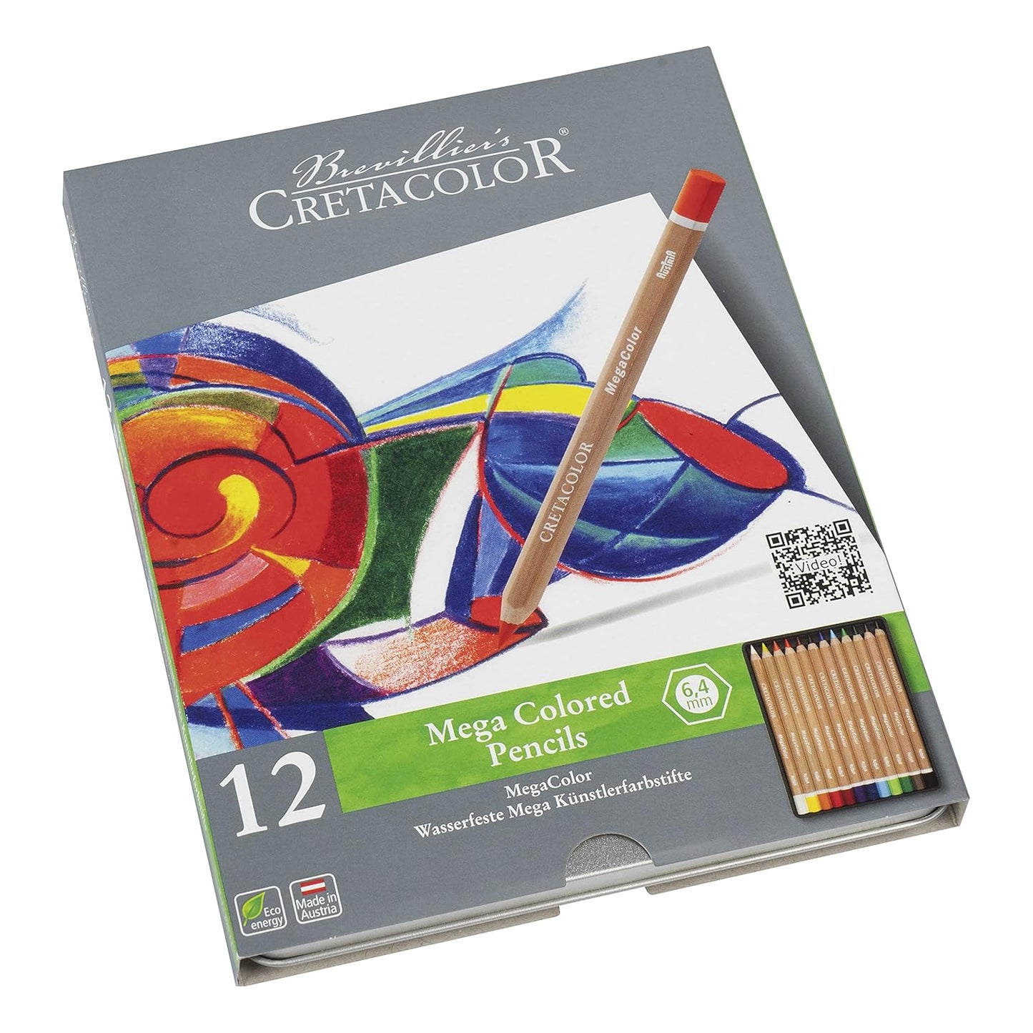 Cretacolor Mega Graphite Pencil - Set of 12 (9B) | Ideal for Drawing, Sketching, Mandala, Shading, Portrait, Pencils for Artists, Fine Art Students.