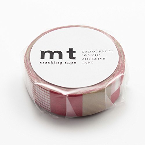 mt Washi Japanese Masking Tape Printed Designs , 15 mm x 10 mtrs Shade - Mix Red, ( Pack Of 1 )
