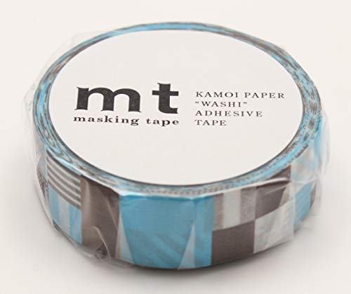 mt Washi Japanese Masking Tape Printed Designs , 15 mm x 10 mtrs Shade - Mix Blue, ( Pack Of 1 )