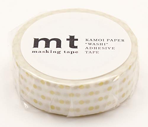 mt Washi Japanese Masking Tape Printed Designs , 15 mm x 10 mtrs Shade - GOLD, ( Pack Of 1)