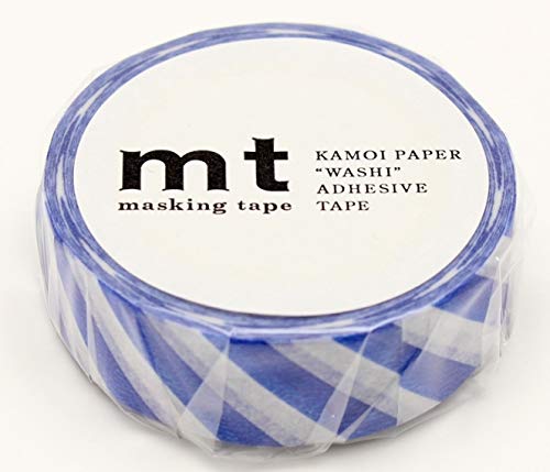 mt Washi Japanese Masking Tape Stripe, 15 mm x 10 mtrs Shade - Blue, (Pack of 1)