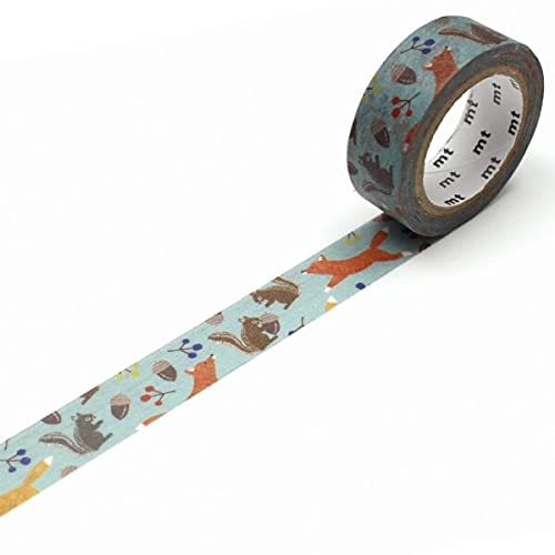 mt Washi Japanese Masking Tape EX Series, 15 mm x 7 mtrs Shade - Embroidery Fox and Squirrel