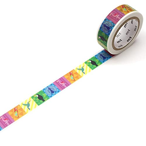 mt Washi Japanese Masking Tape , 15mm x 7 mtrs Shade - Colorful bird