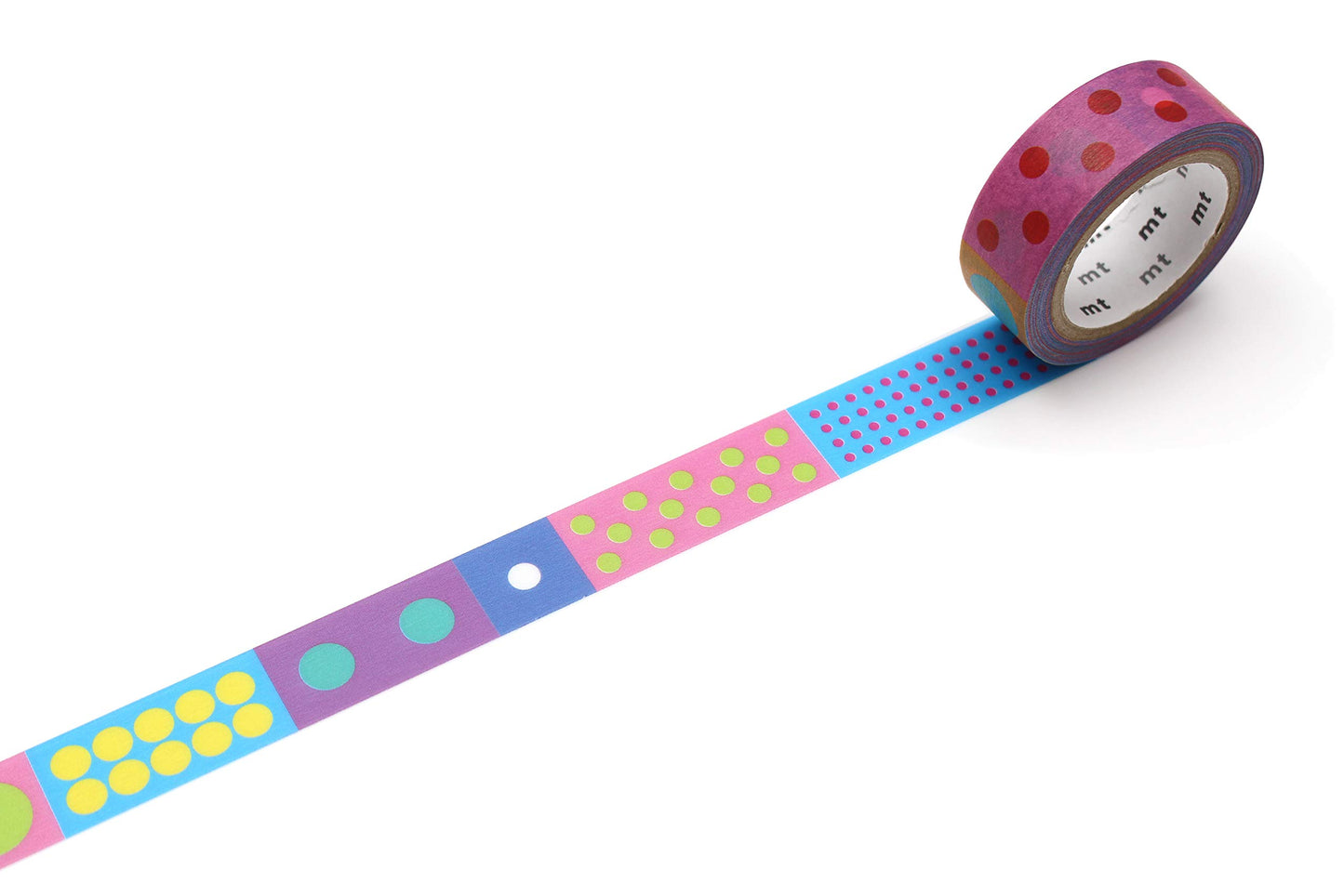 mt Washi Japanese Masking Tape , 15mm x 7 mtrs Shade - Kapitza Polka Dot Vivid (Pack of 1)
