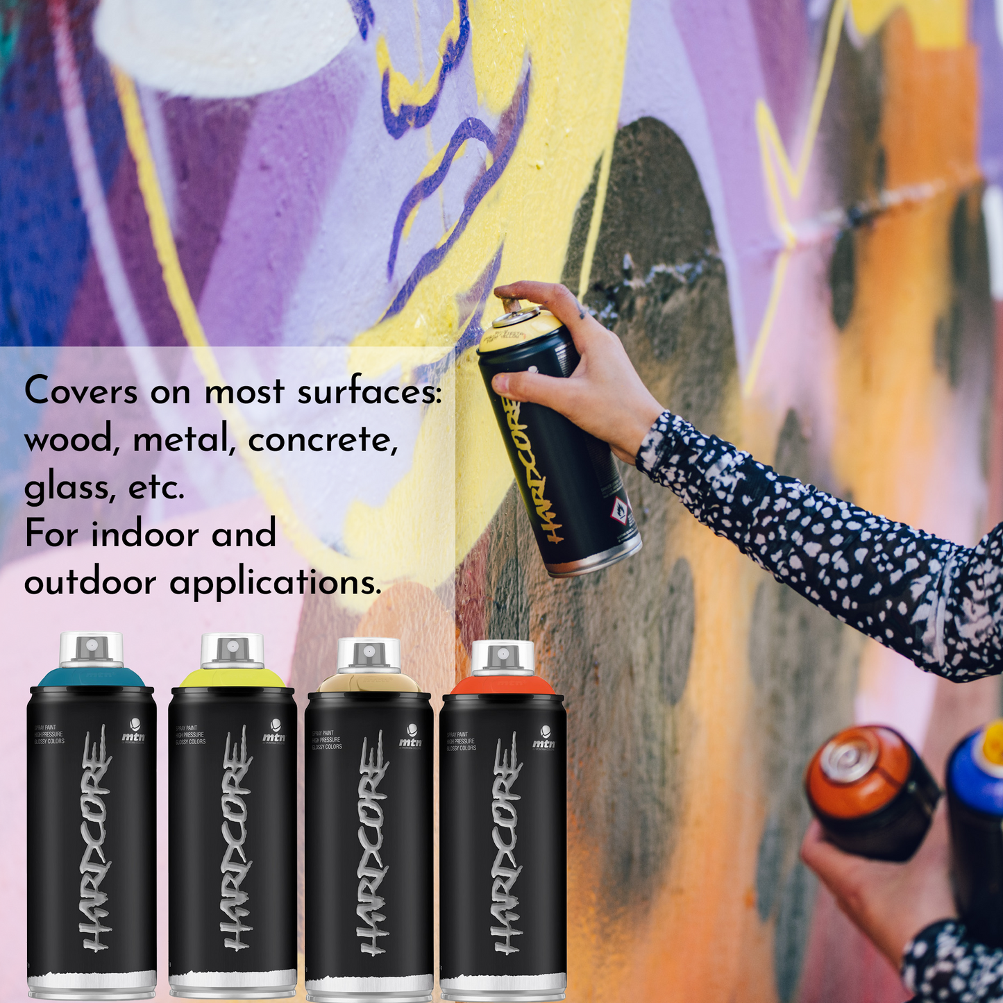 MTN Hardcore High Pressure Spray Paints | DIY, Quick Drying with gloss finish for most surfaces like Porous, Non-porous, Metal, Wood, and Walls - 400ml