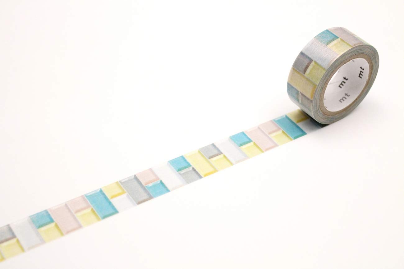 mt Washi Japanese Masking Tape Pearl Designs , 15 mm x 5 mtrs Shade - Tile Pastel, ( Pack Of 1 )