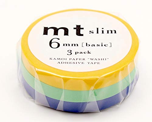 mt Washi Japanese Slim Masking Tape , 6 mm x 10 mtrs Shade - G, ( Pack Of 3 )