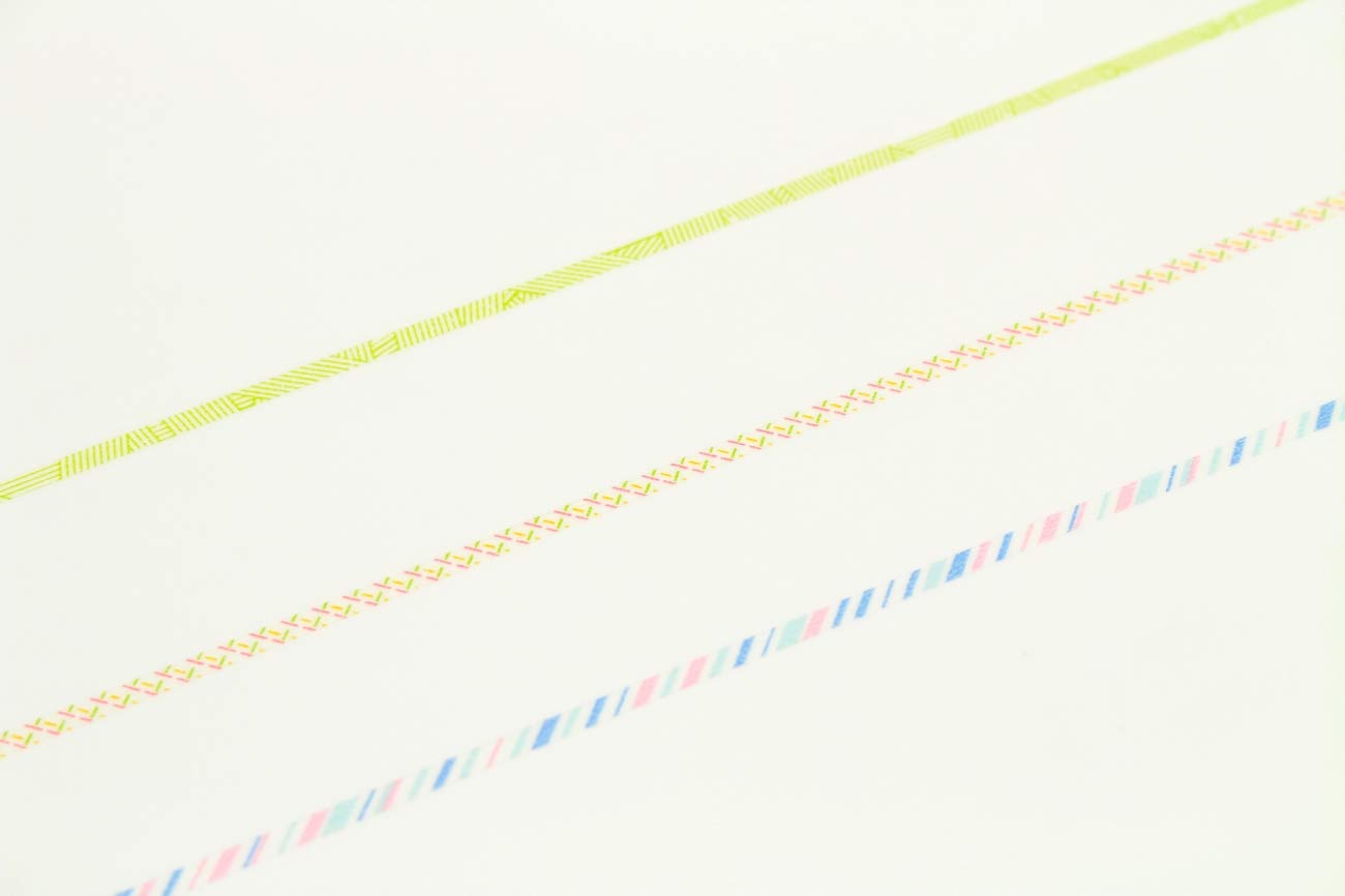 mt Washi Japanese Slim Masking Tape, Shade - Pastel, 3 mm x 10 mtrs(Pack of 3)