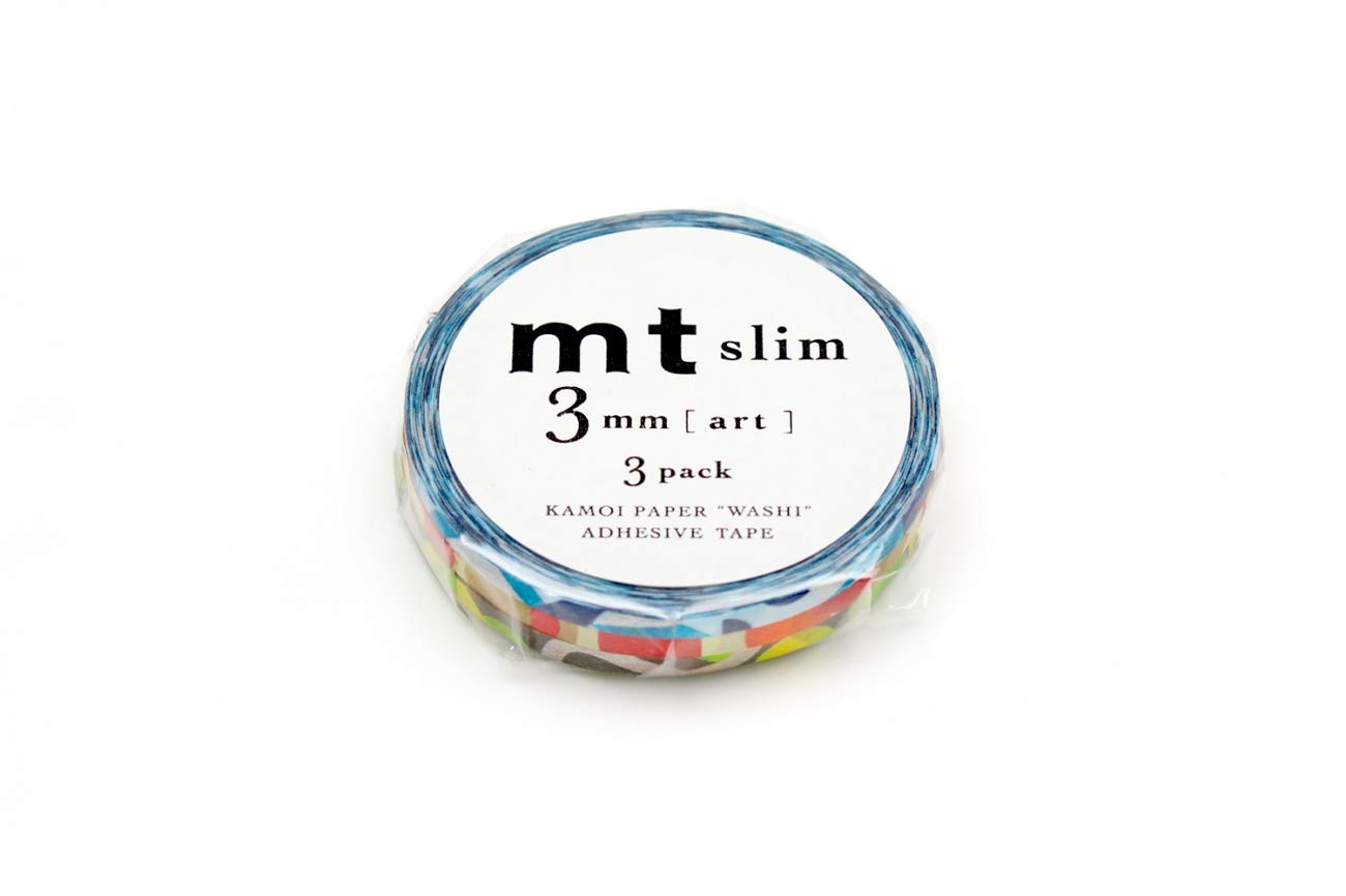 mt Washi Japanese Slim Masking Tape, Shade- Art ,3 mm x 10 mtrs (Pack of 3)
