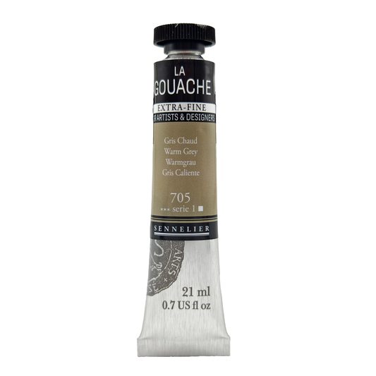 Sennelier Extra Fine Gouache Tube (21ml-0.7 fl oz) Warm Grey - S1| Ideal for Watercolor and Mixed Media Paper Pads also with Primed Canvas,Illustration boards