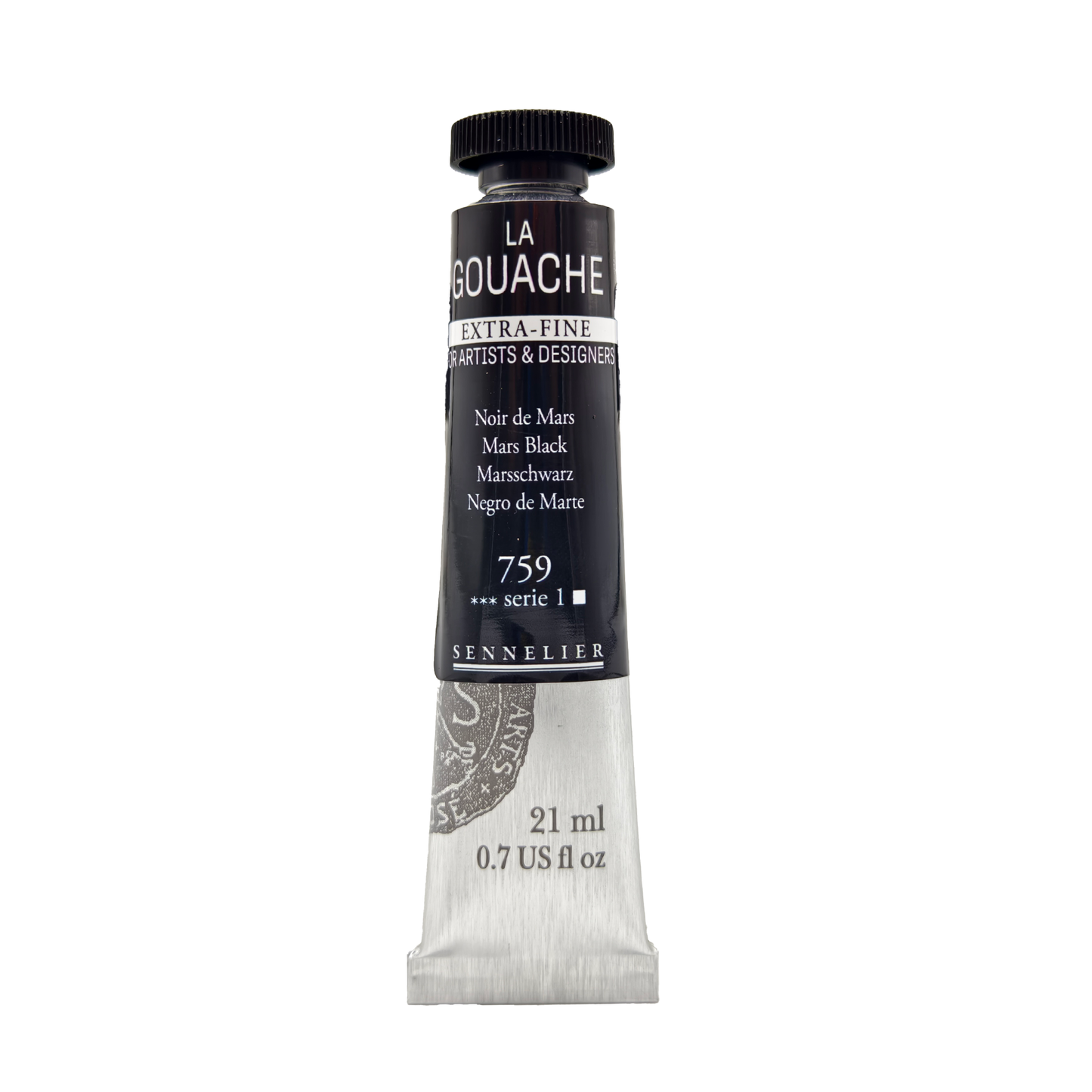 Sennelier Extra Fine Gouache Tube (21ml-0.7 fl oz) Mars Black - S1| Ideal for Watercolor and Mixed Media Paper Pads also with Primed Canvas,Illustration boards