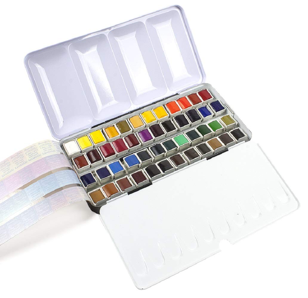 Sennelier Aquarelle French Artists' Watercolor Set - Metal Box of 48 Half Pans
