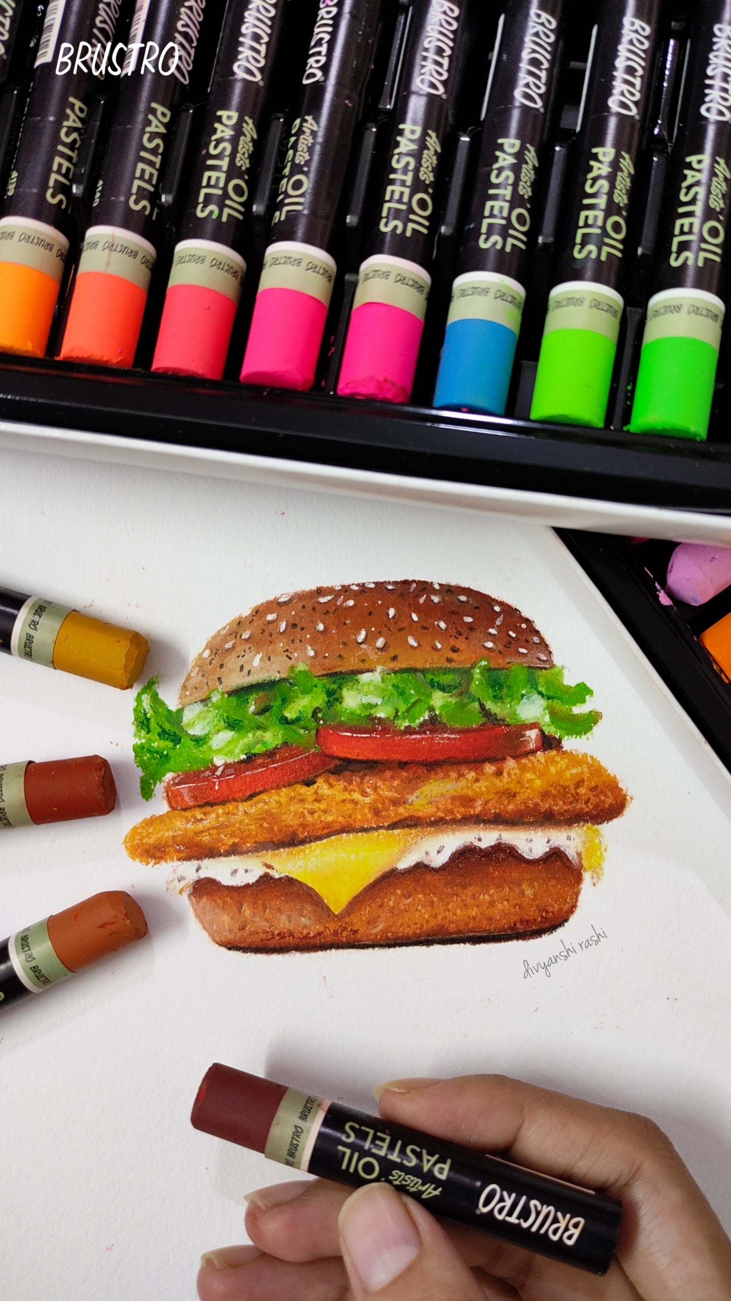 BRUSTRO Artists Oil Pastels | 48 Shades | Smooth, Multicolor, Intermixing, Bright and Intense Colours | Ideal for Students, Professionals, Non-Toxic, Safe for Childrens, School.