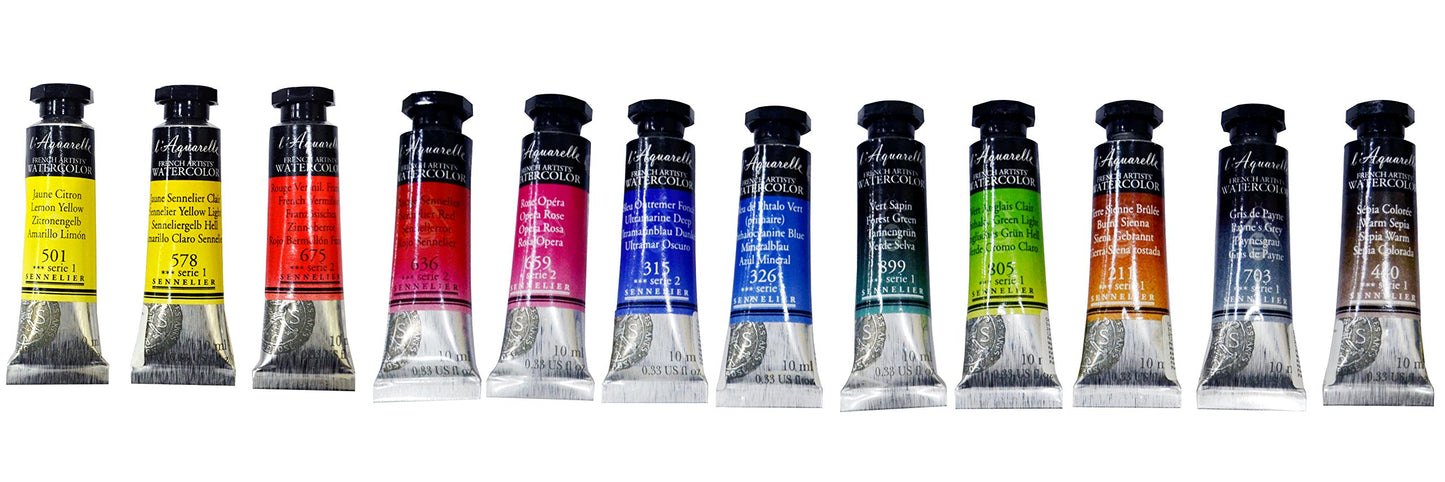 Sennelier l'Aquarelle French Artists' Watercolor - Set 12 X 10ML