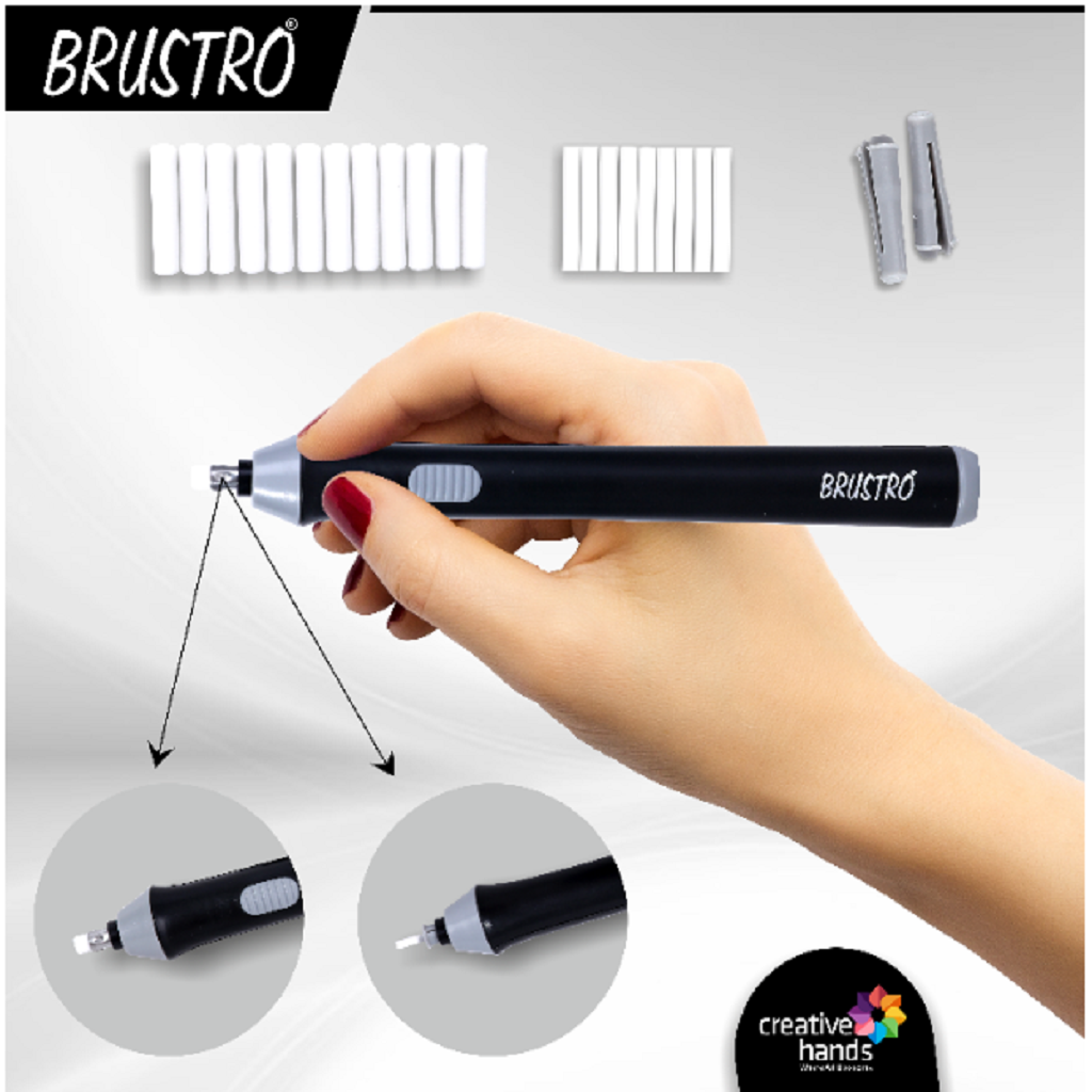 BRUSTRO Automatic Eraser | 2.3mm, 5mm| 22 Refills, 2 Eraser Holders | Ideal for Students and Adults, Drawing, Sketching, Mandala, Portrait | Battery Operated, Electric (Batteries not Included)