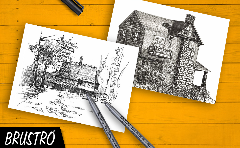 BRUSTRO Technical Pen Fineliner Set|Black| Set of 6| Tip Size- 0.05mmI0.1mmI0.2mm|0.3mmI0.5mmI0.8mm|Ideal for Students,Adults|Doodle,Mandala,Fineart,Outline,Waterproof,Architecture,Technical Drawing