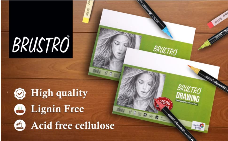 Brustro Artists' DRAWING PAPER 200GSM 100 SHEETS. Size 10 X 14 cm