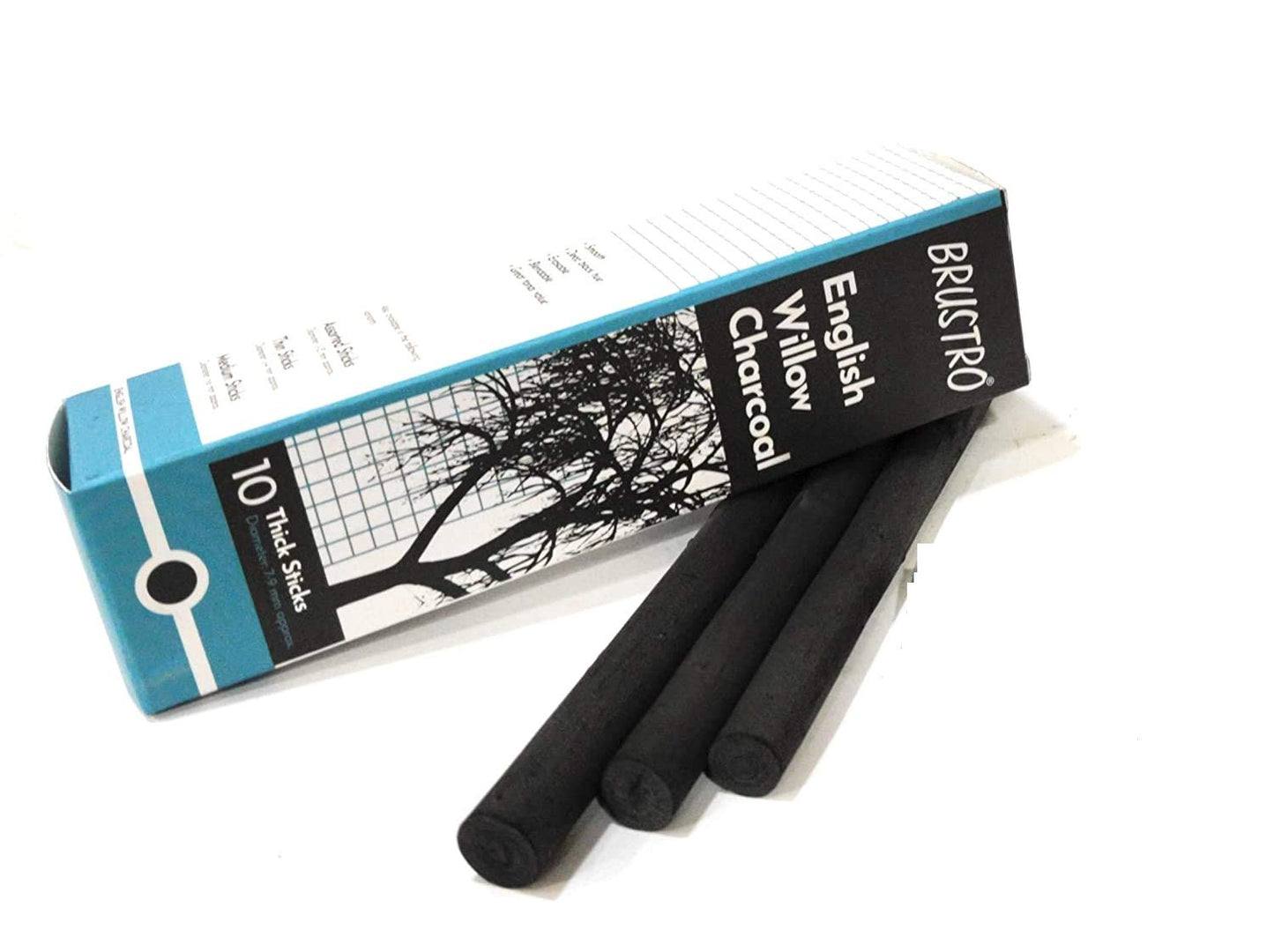 Brustro English Willow Charcoal Thick (10 Sticks) Free, Brustro Kneadable eraser Worth Rs. 36)