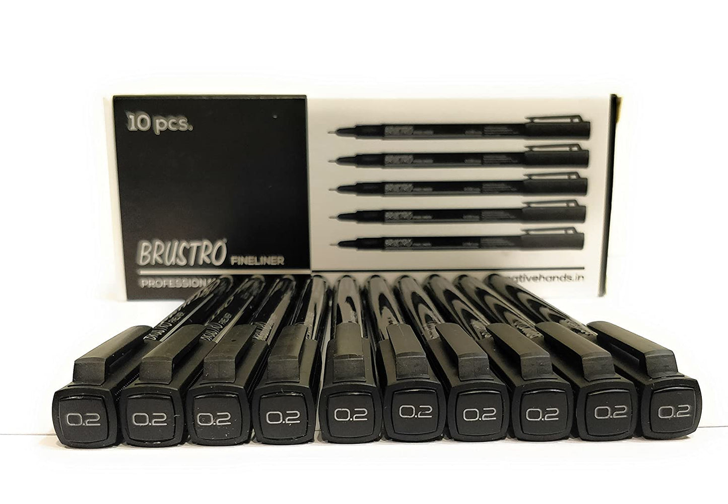 Brustro Professional Pigment Based Fineliner Pen | Black | Pack of 10 |Archival Waterproof UV Resistant Ink|Ideal For Technical Drawing,Waterproof,Artist Illustration,Sketching,Mandala