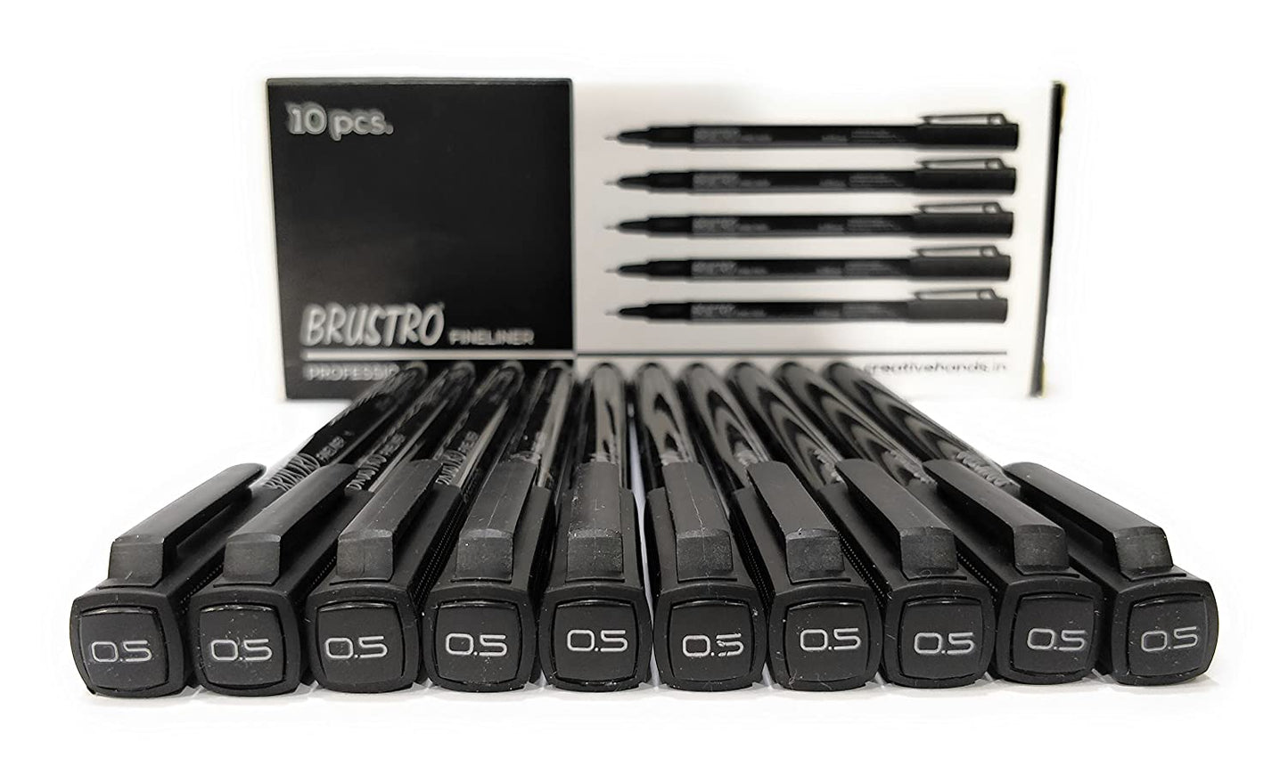 Brustro Professional Pigment Based Fineliner Pen | Black | Pack of 10 |Archival Waterproof UV Resistant Ink|Ideal For Technical Drawing,Waterproof,Artist Illustration,Sketching,Mandala