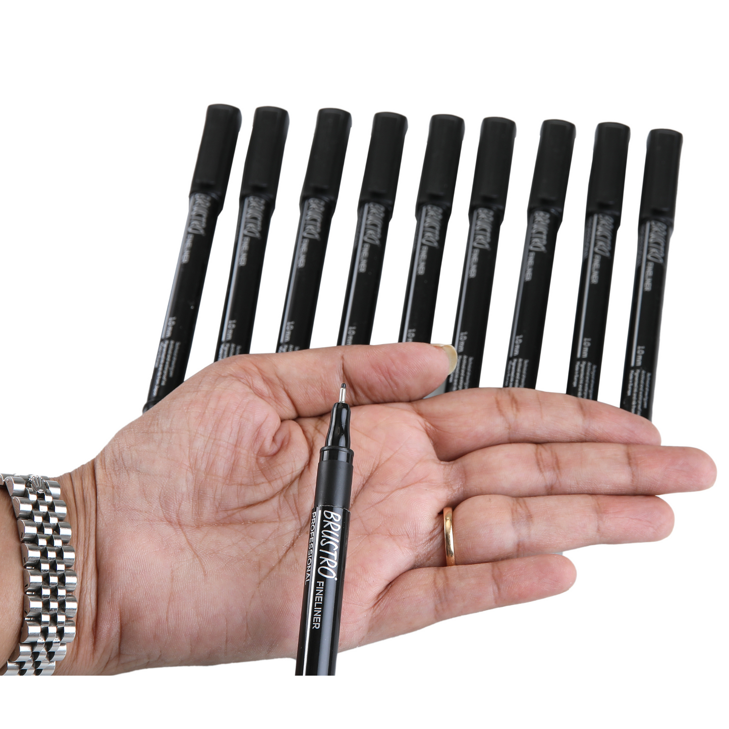 Brustro Professional Pigment Based Fineliner Pen | Black | Set of 10 - Tip Size 1mm |Archival Waterproof UV Resistant Ink |Ideal For Technical Drawing,Waterproof,Artist Illustration,Sketching,Mandala