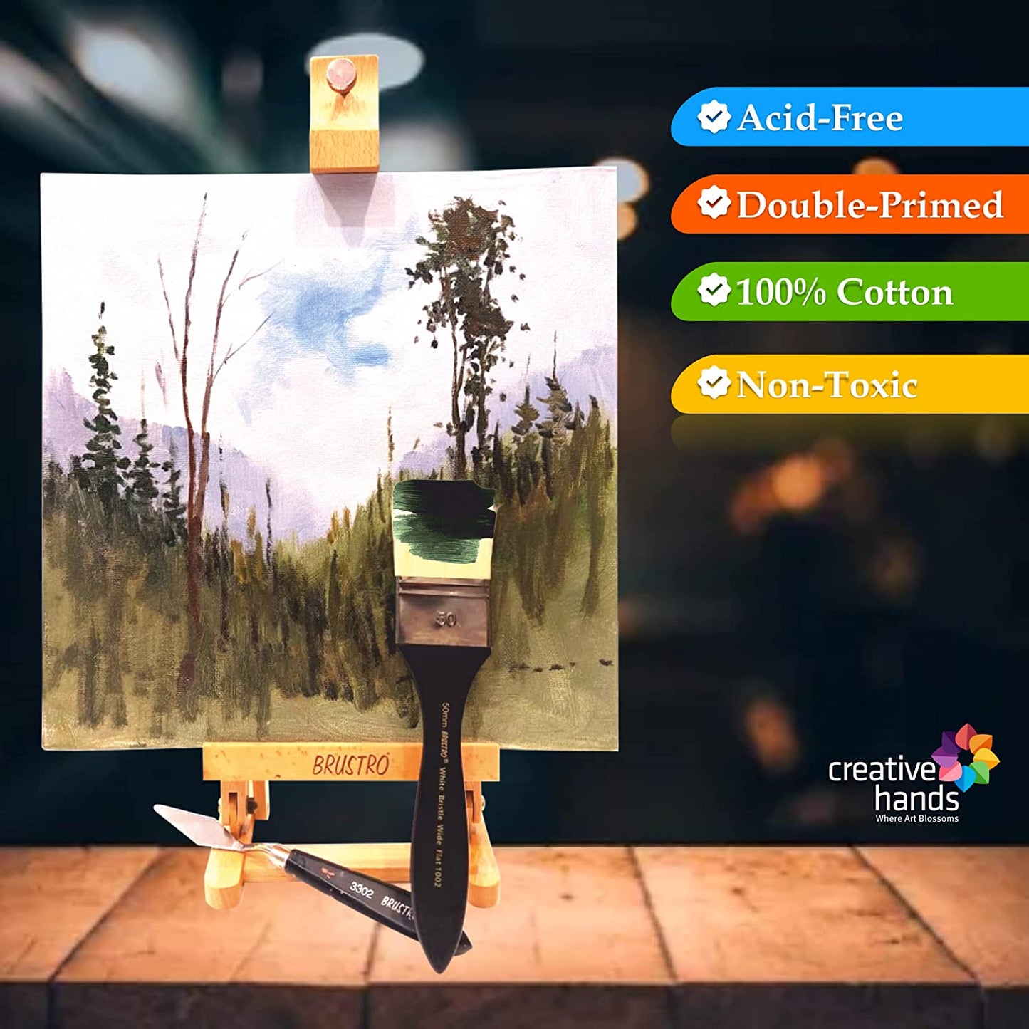Brustro Artists' Canvas Board Medium Grain 12"X16" (Pack of 4)