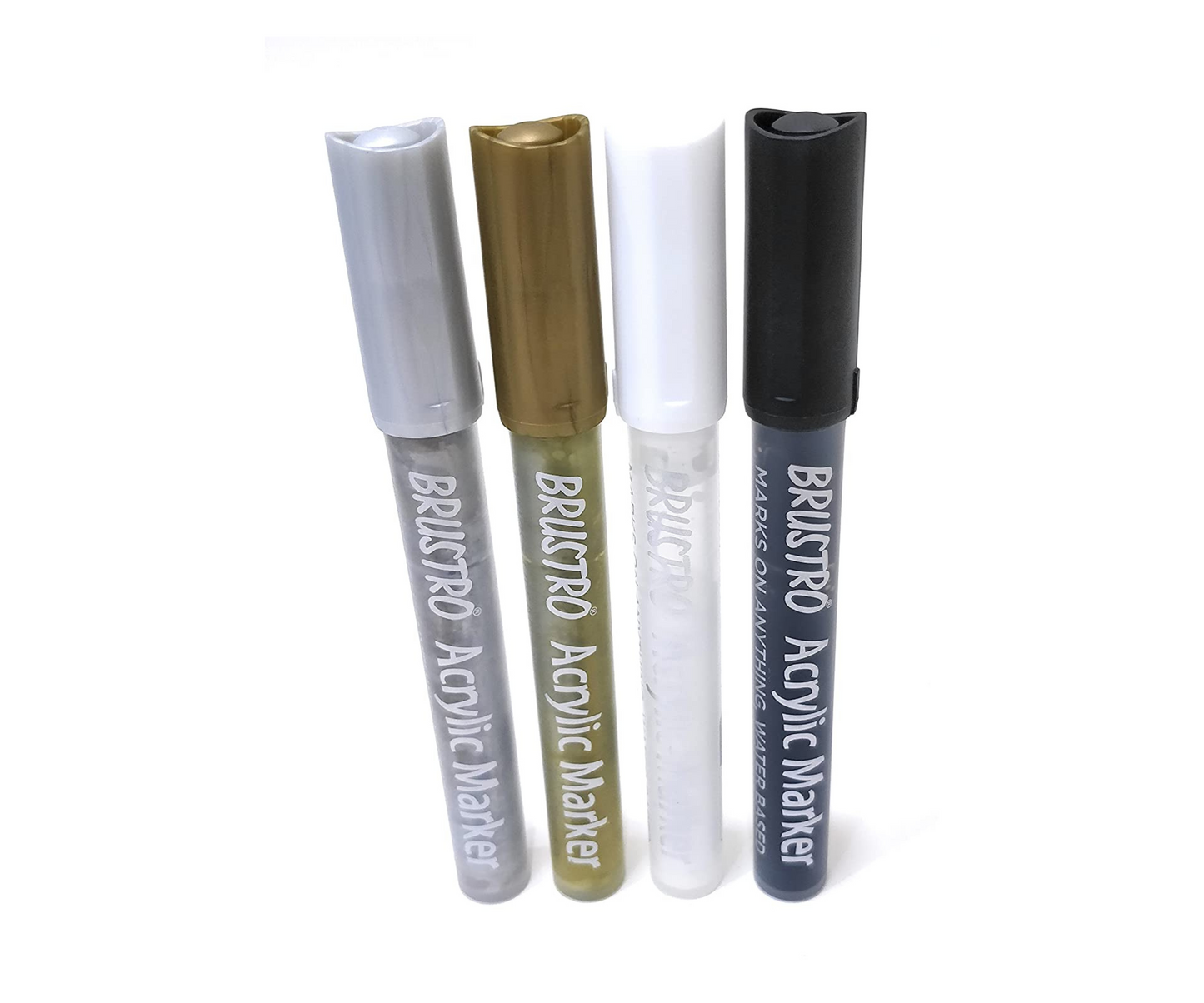 Brustro Acrylic (DIY) Marker Set of 4 - Gold Silver Black and White