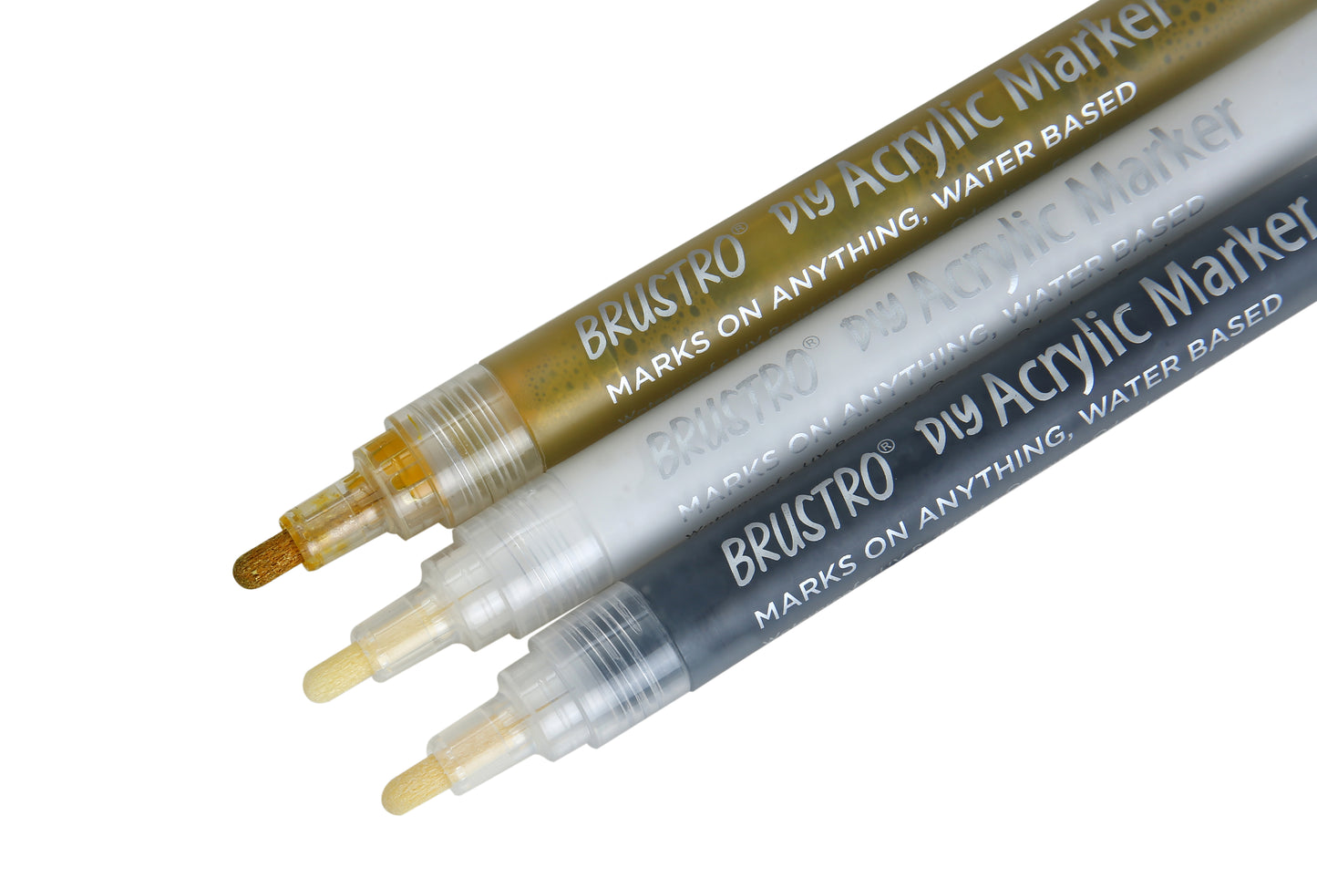 Brustro Acrylic (DIY) Marker Set of 3 - Black, White & Gold