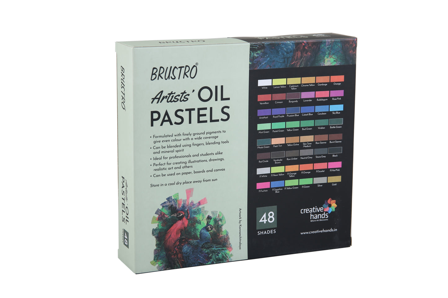 BRUSTRO Artists Oil Pastels | 48 Shades | Smooth, Multicolor, Intermixing, Bright and Intense Colours | Ideal for Students, Professionals, Non-Toxic, Safe for Childrens, School.