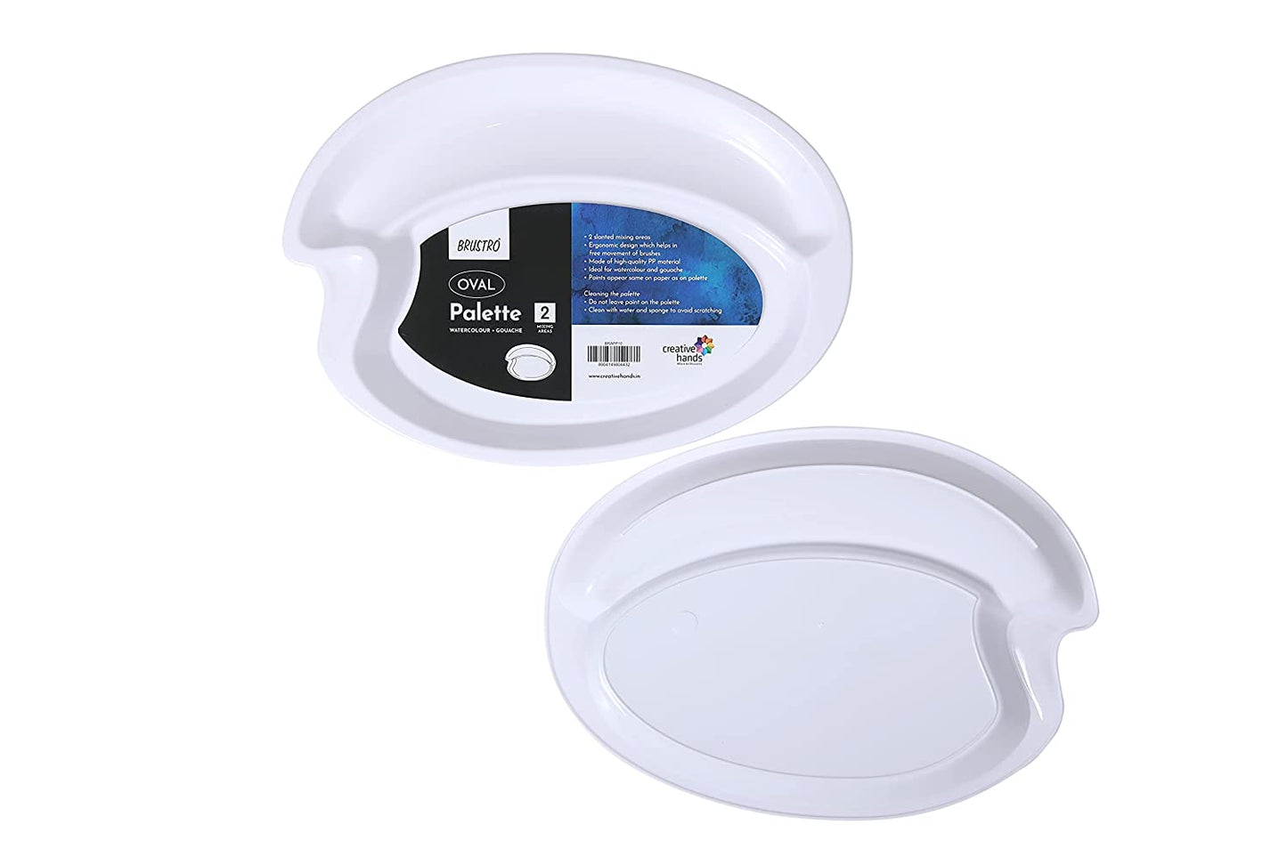 BRUSTRO Artists’ Oval Peel Off Painting Palette with 2 Mixing Areas 24x19 cm