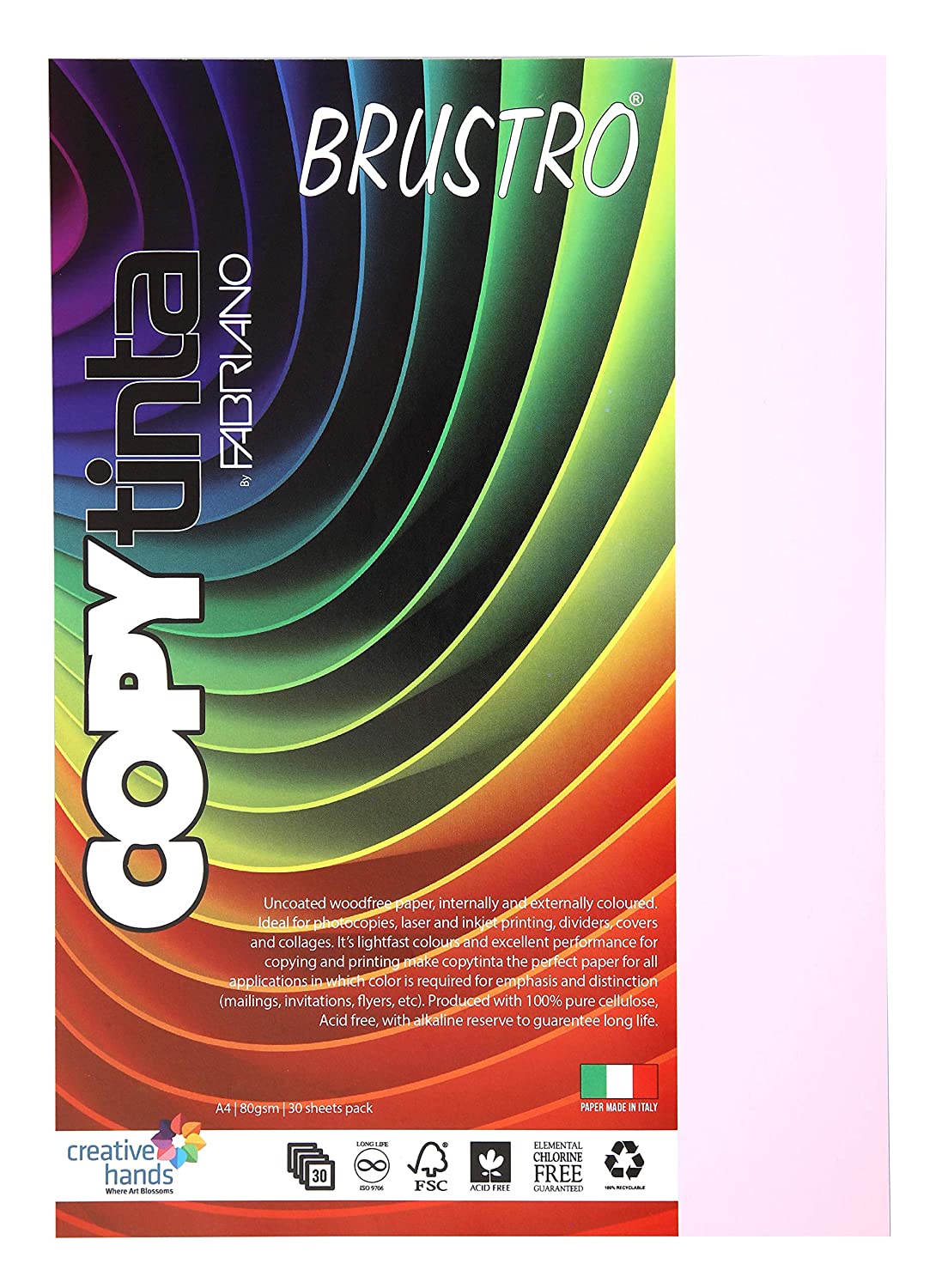 BRUSTRO Copytinta Coloured Craft Paper A4 Size 80 GSM, 30 Sheets Pack. Double Side Coloured for Office Printing, Art, Origami, Craft.