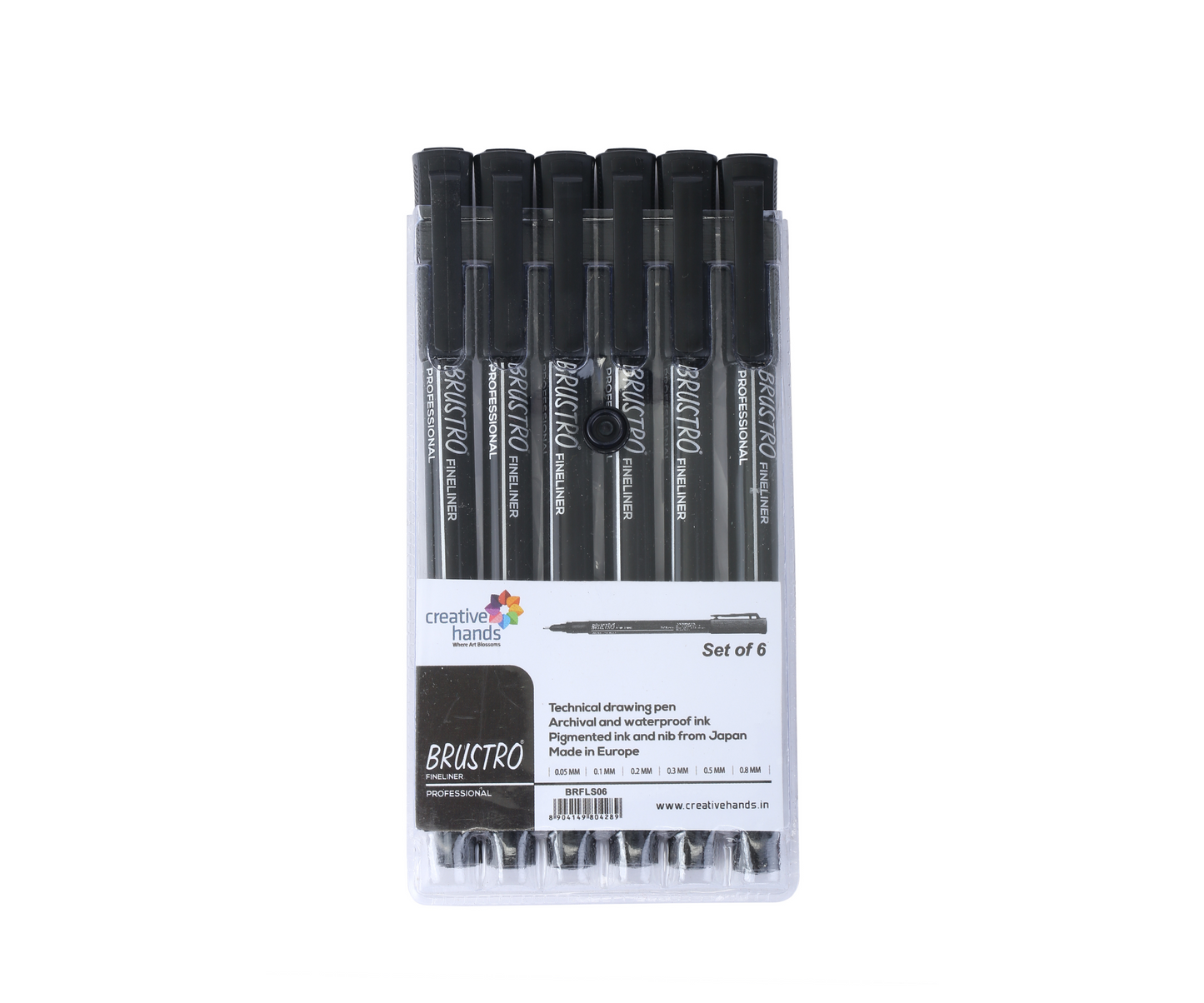 Brustro Professional Pigment Based Fineliner - Set of 6 (Black)