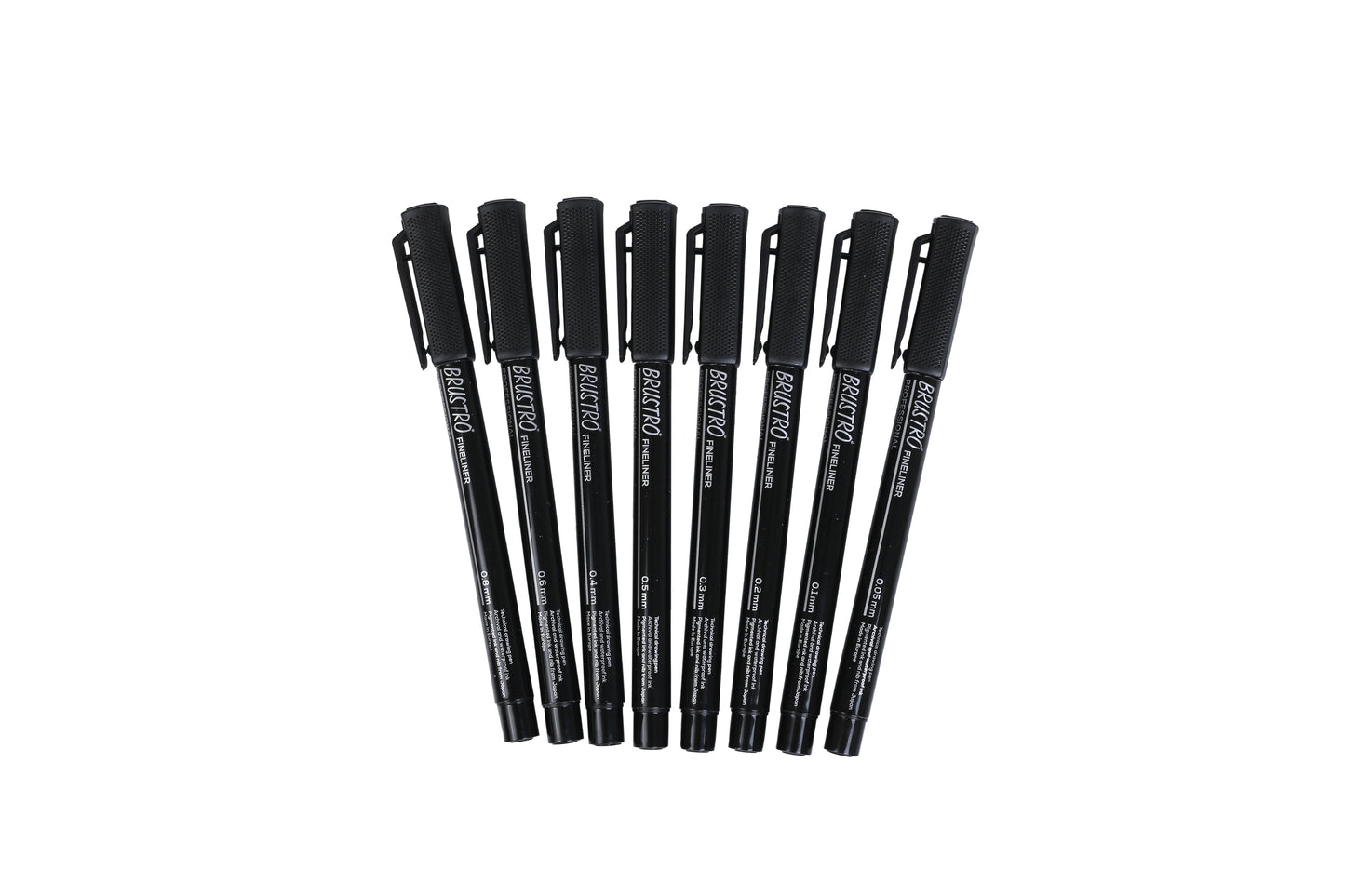 Brustro Professional Pigment Based Fineliner - Set of 8 (Black)