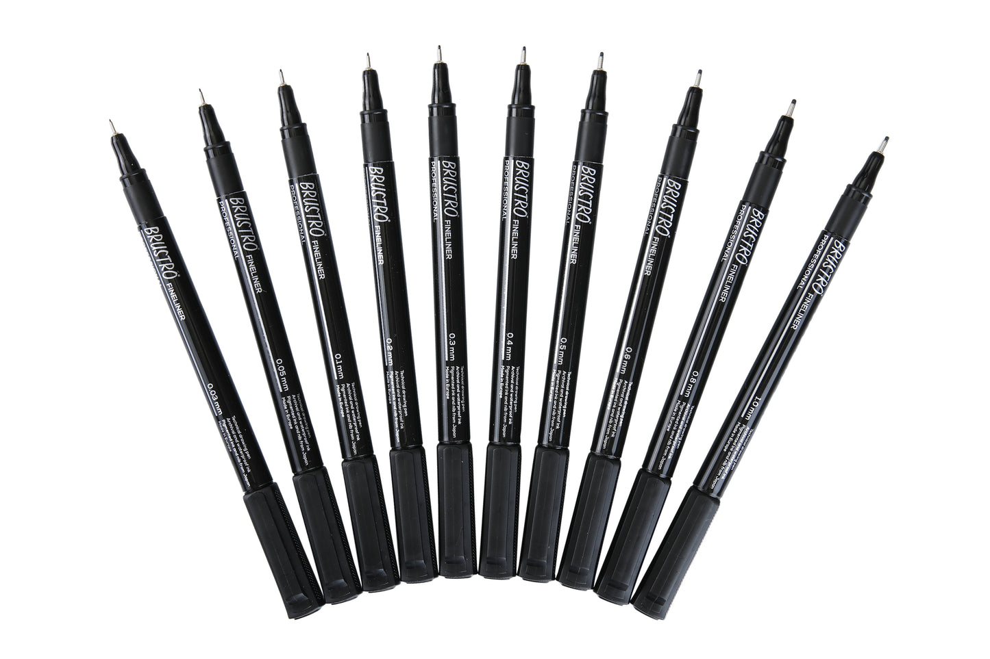Brustro Professional Pigment Based Fineliner - Set of 10 (Black)