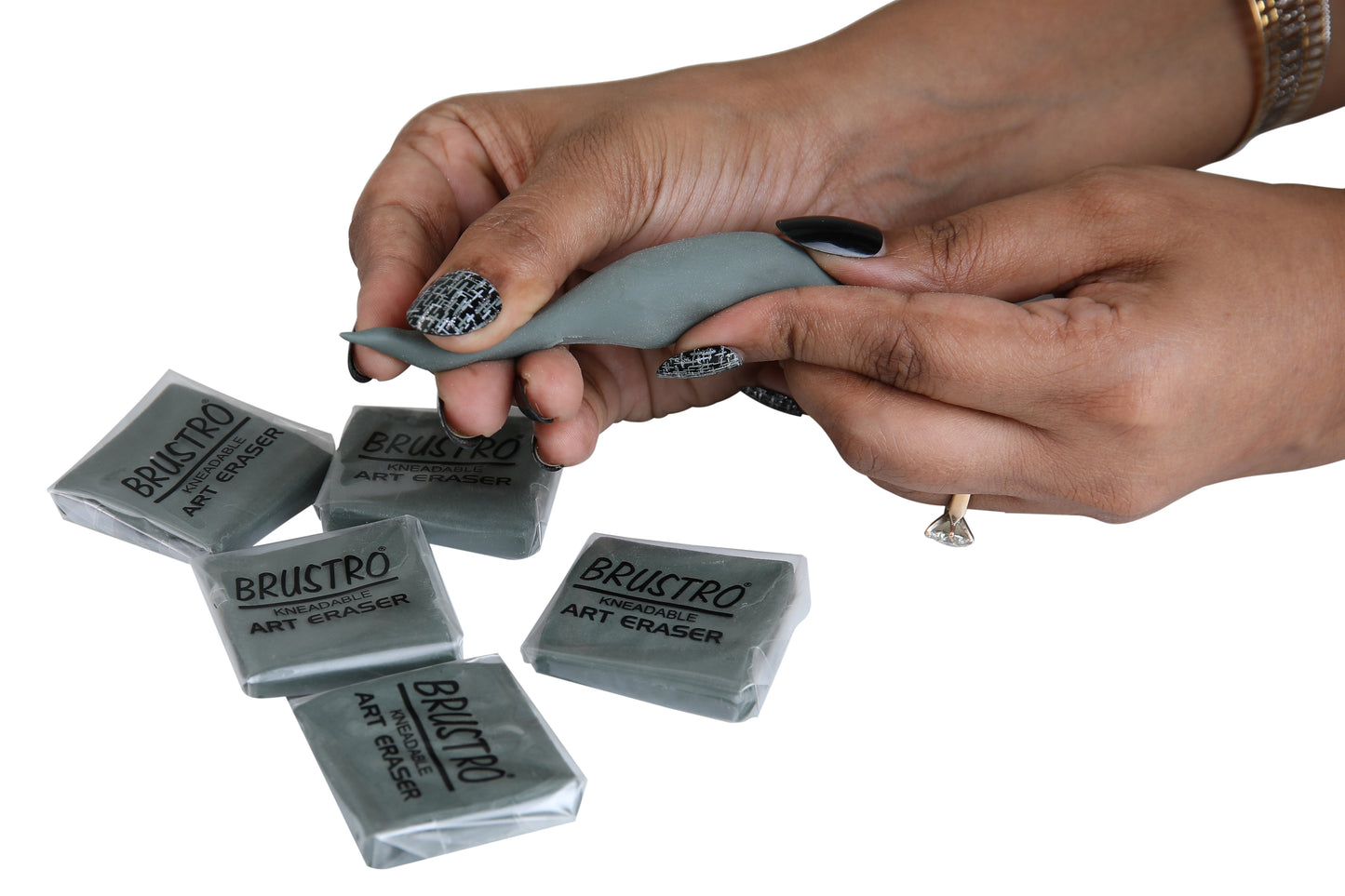 BRUSTRO Kneadable Art Eraser | Pack of 6 | Ideal for Students and Adults, Soft, Durable, Charcoal, Cleaning, Lightening, Correction of Drawings, Sketching, Art, Fineart, School, Office Use