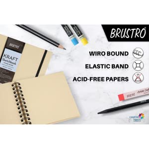 Brustro Toned Paper - Kraft Sketchbook, Wiro Bound, Size A5, 100GSM (100 Sheets) 200 Pages