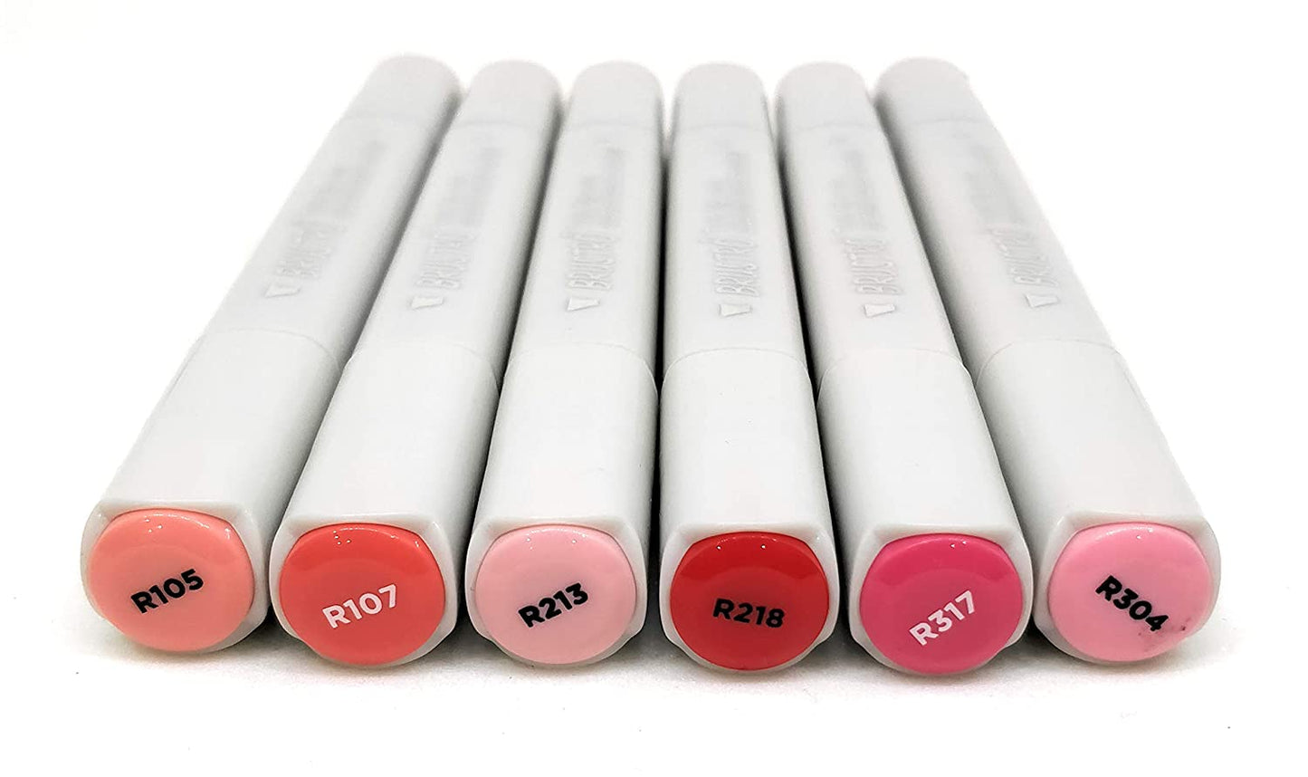 Brustro Twin Tip Alcohol Based Marker Set of 6 (Reds)