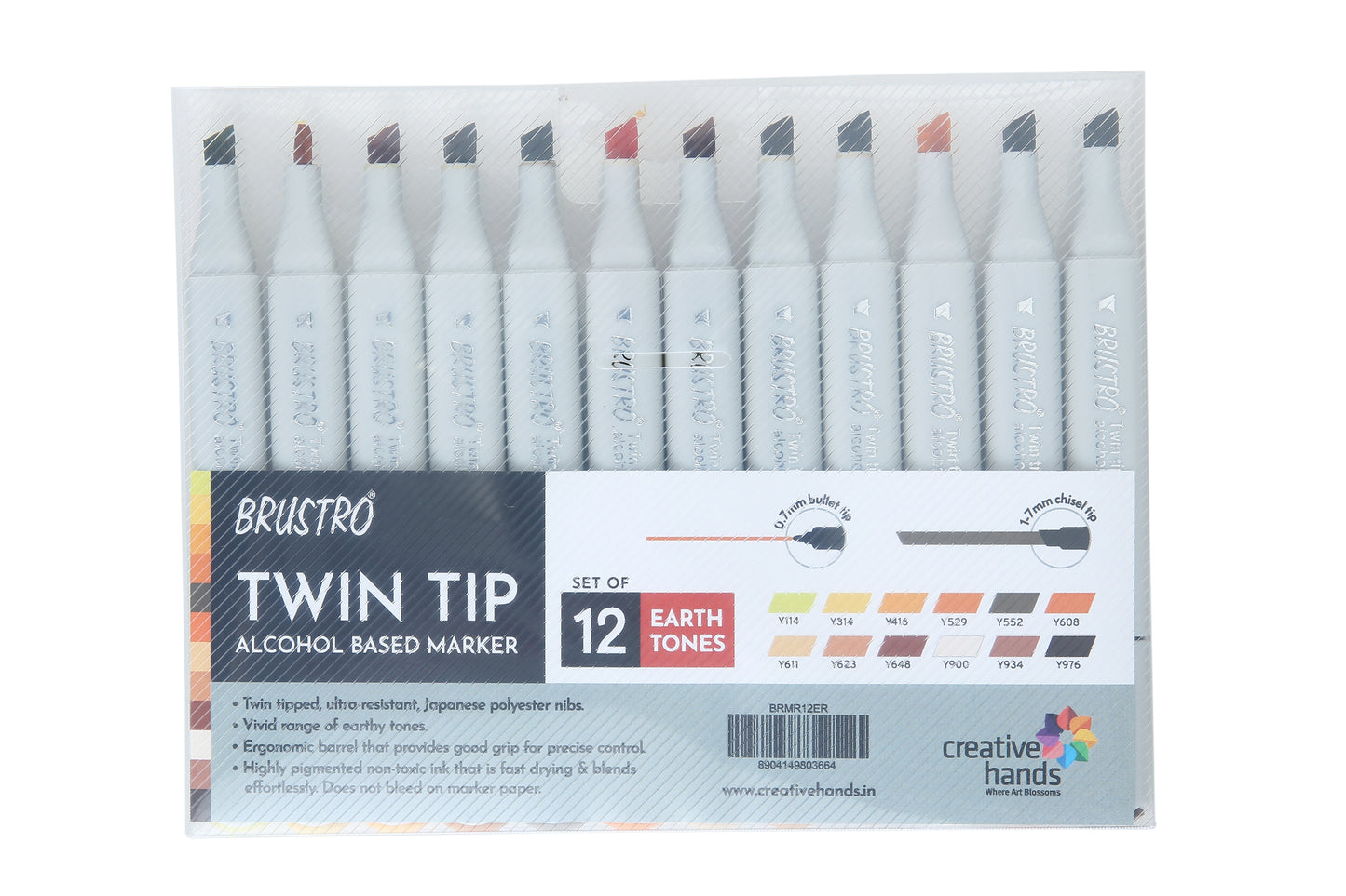 Brustro Twin Tip Alcohol Based Marker Sets Earth Tone (12)