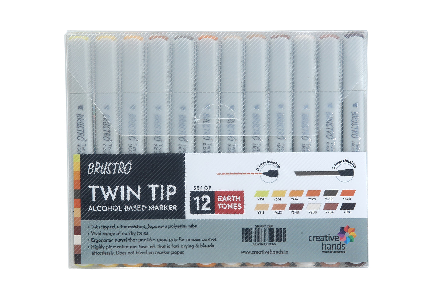 Brustro Twin Tip Alcohol Based Marker Sets Earth Tone (12)
