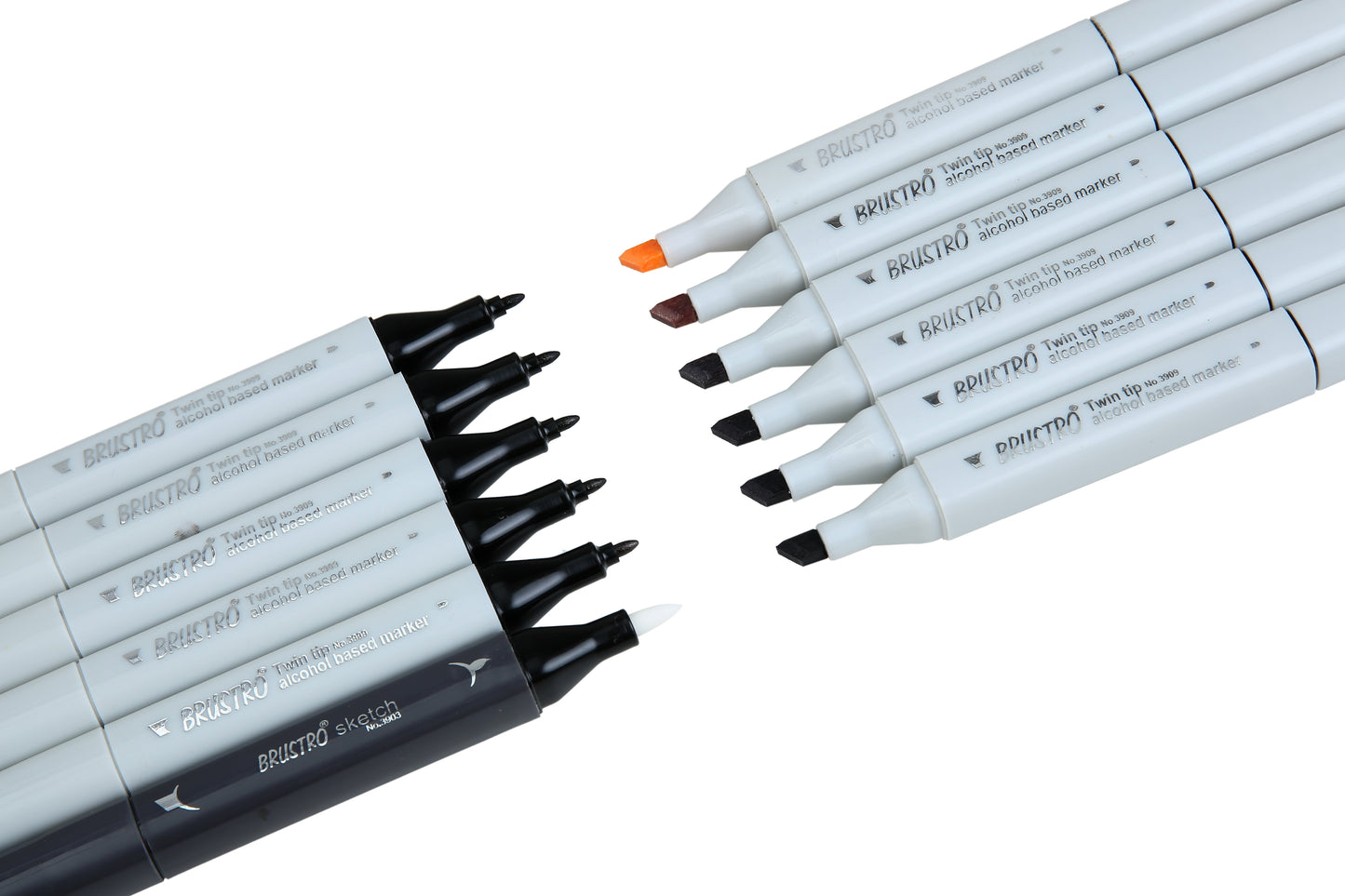 Brustro Twin Tip Alcohol Based Marker Set of 12 - Warm Greys
