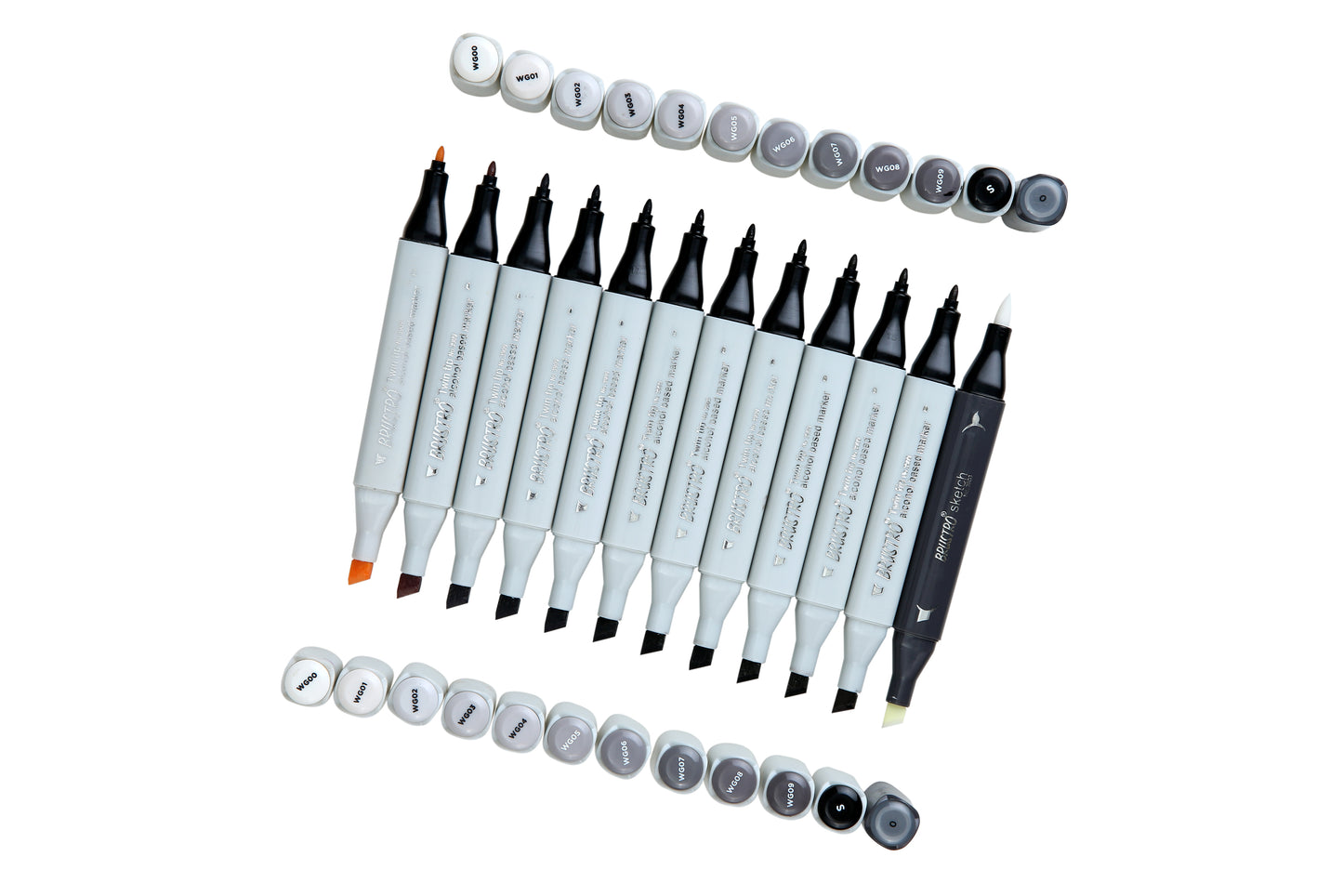 Brustro Twin Tip Alcohol Based Marker Set of 12 - Warm Greys