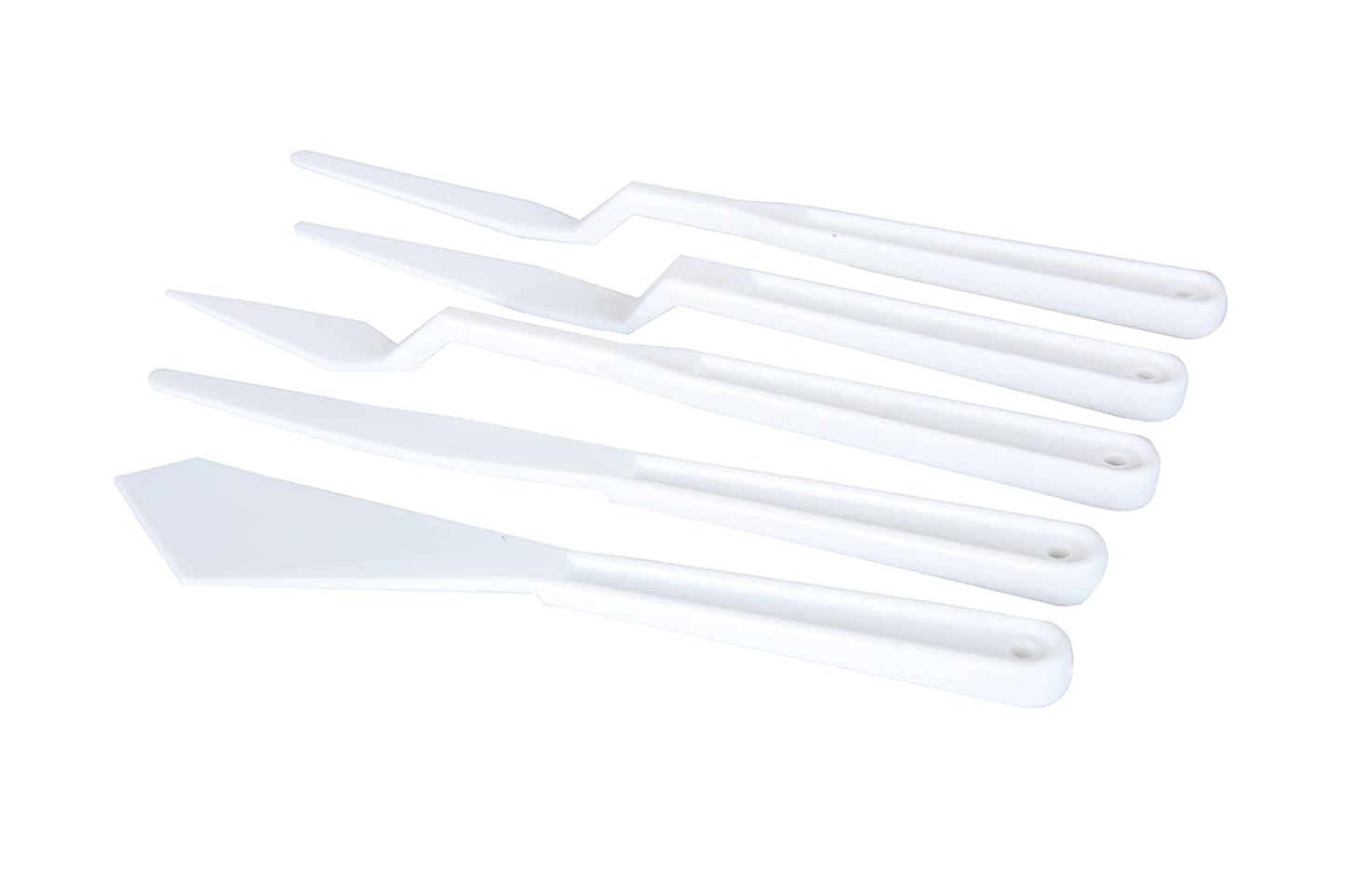 Brustro Plastic Palette Painting Knives | Set of 5 (3 Cranked Handles, 2 Flat) | Made of Flexible, Stain Resistant Plastic, Ideal for Texturing, Acrylic, Oil Paints.