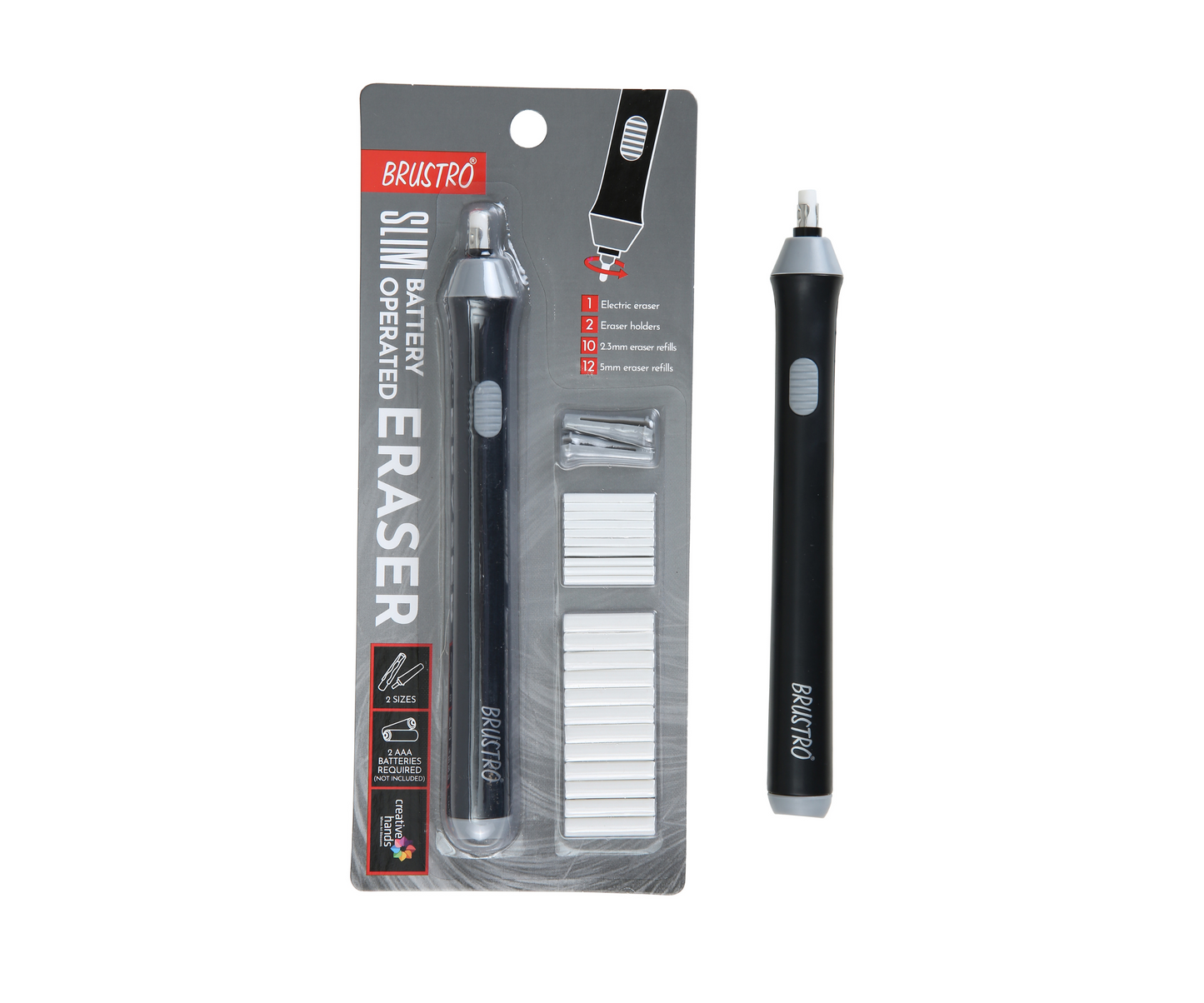 BRUSTRO Automatic Eraser | 2.3mm, 5mm| 22 Refills, 2 Eraser Holders | Ideal for Students and Adults, Drawing, Sketching, Mandala, Portrait | Battery Operated, Electric (Batteries not Included)