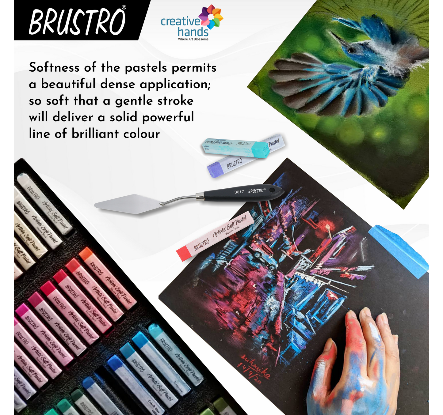 BRUSTRO Artists Soft Pastels Set of 48 with Drawing Wiro Paper Pad A4-200GSM (24 Sheets)|Highly Pigmented, Intense Shades, Vivid and Fade Resistant Colours ,Ideal for Coloring,Layering ,Blending