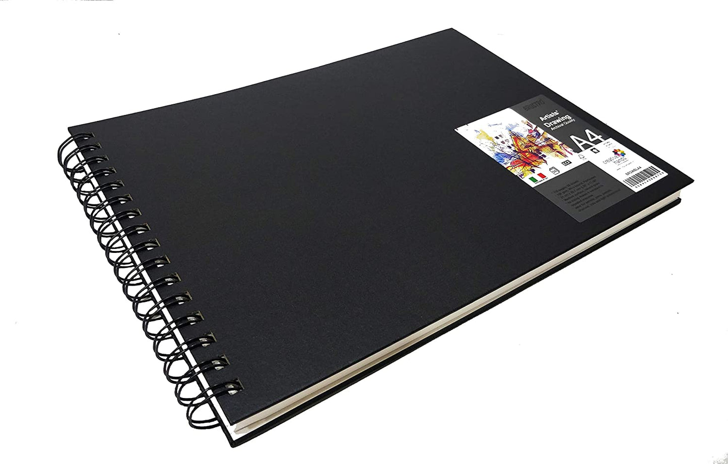 Brustro Artists Sketch Book Wiro Bound A4 Size, Landscape, 116 Pages, 160 GSM (Acid Free)