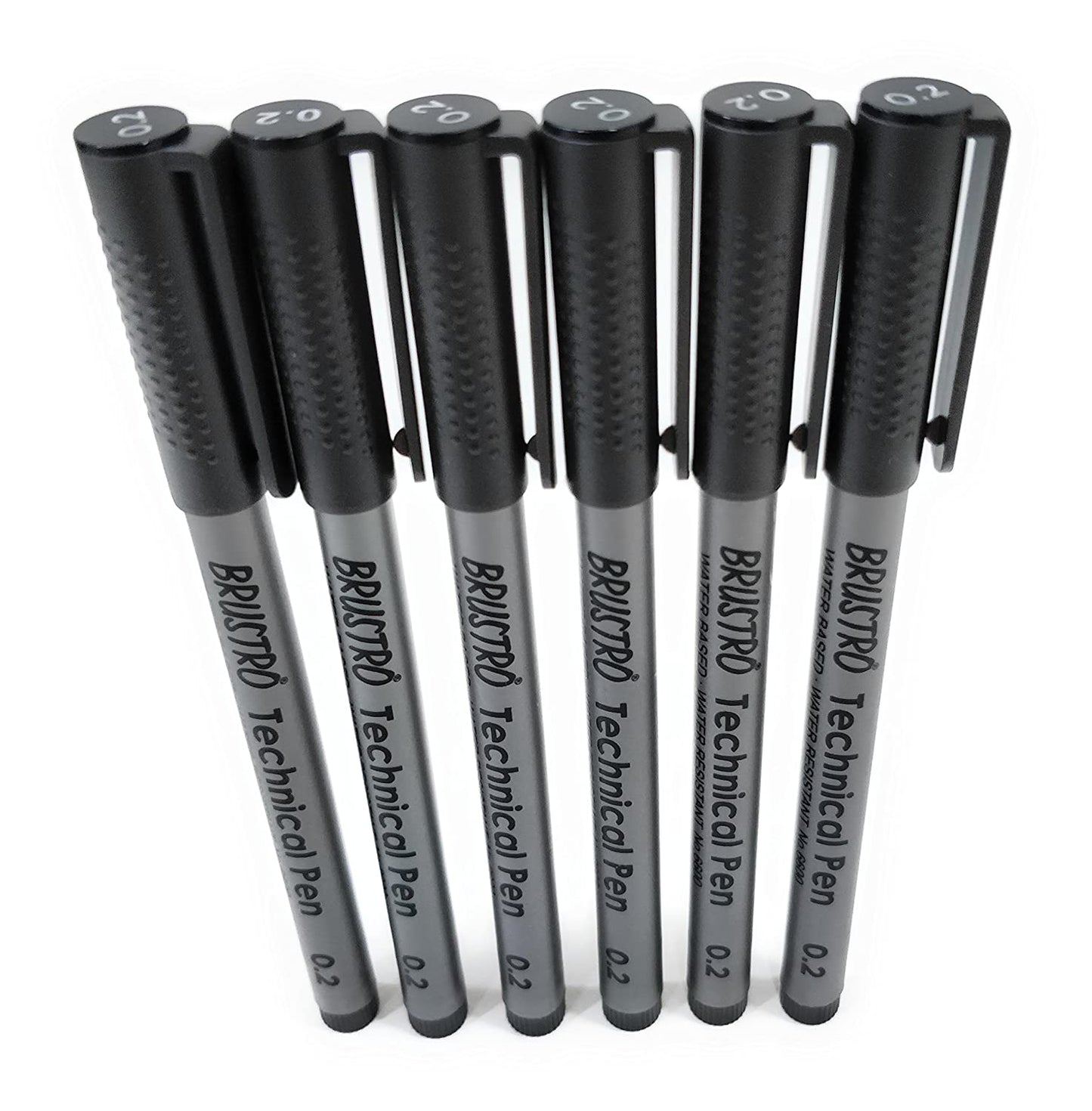 BRUSTRO Technical Pen | Black | Pack of 6 - Tip Size - 0.2mm | Ideal For Mandala, Drawing,Artist Illustration,Sketching