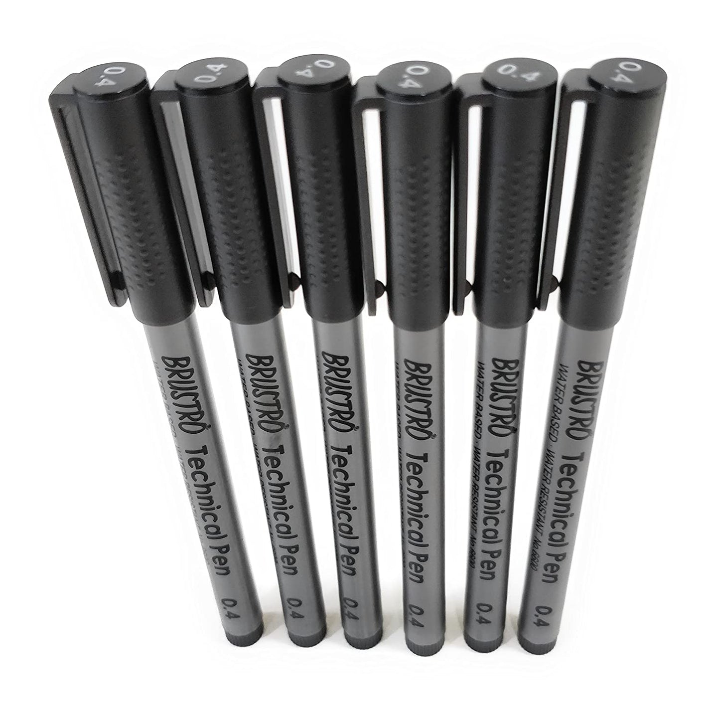 BRUSTRO Technical Pen | Black | Pack of 6 - Tip Size - 0.4mm | Ideal For Mandala, Drawing,Artist Illustration,Sketching